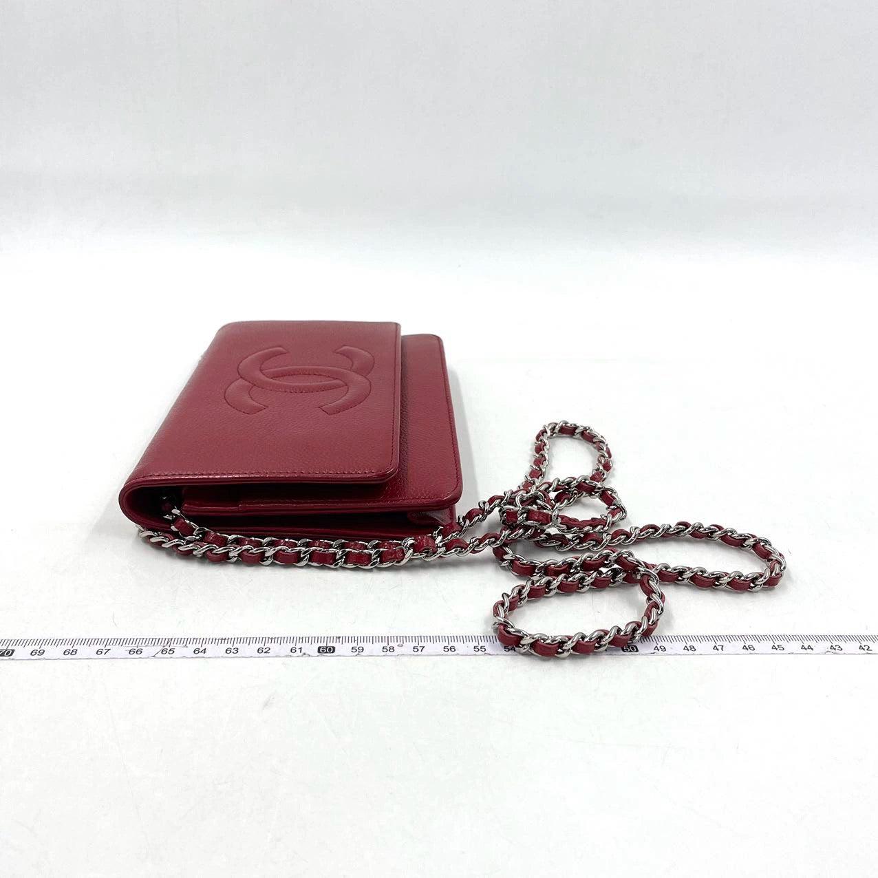 Chanel Wallet on Chain WOC Double CC Red Caviar Leather For Sale 5