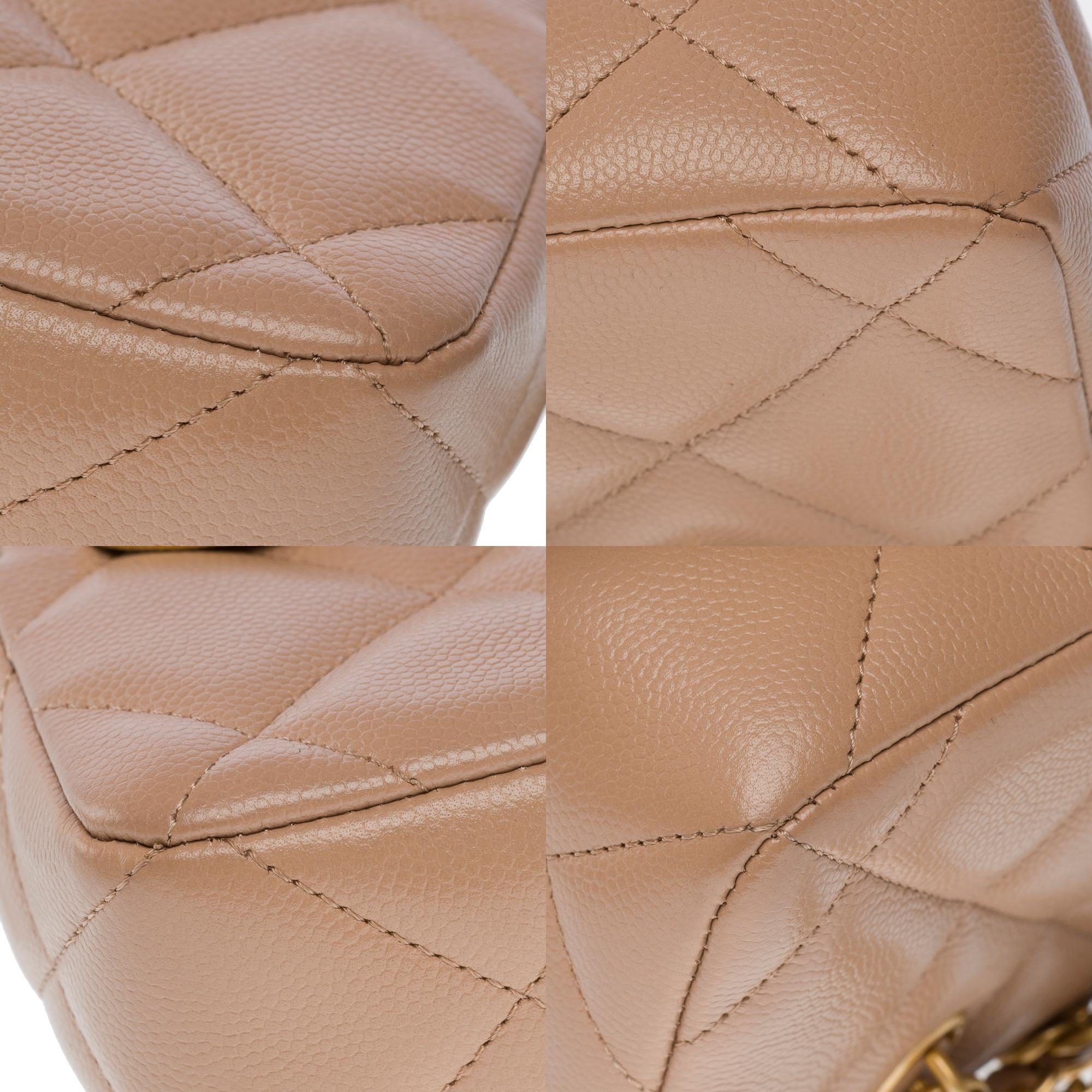 Chanel Wallet on Chain (WOC)  shoulder bag in Beige quilted Caviar leather, MGHW For Sale 11