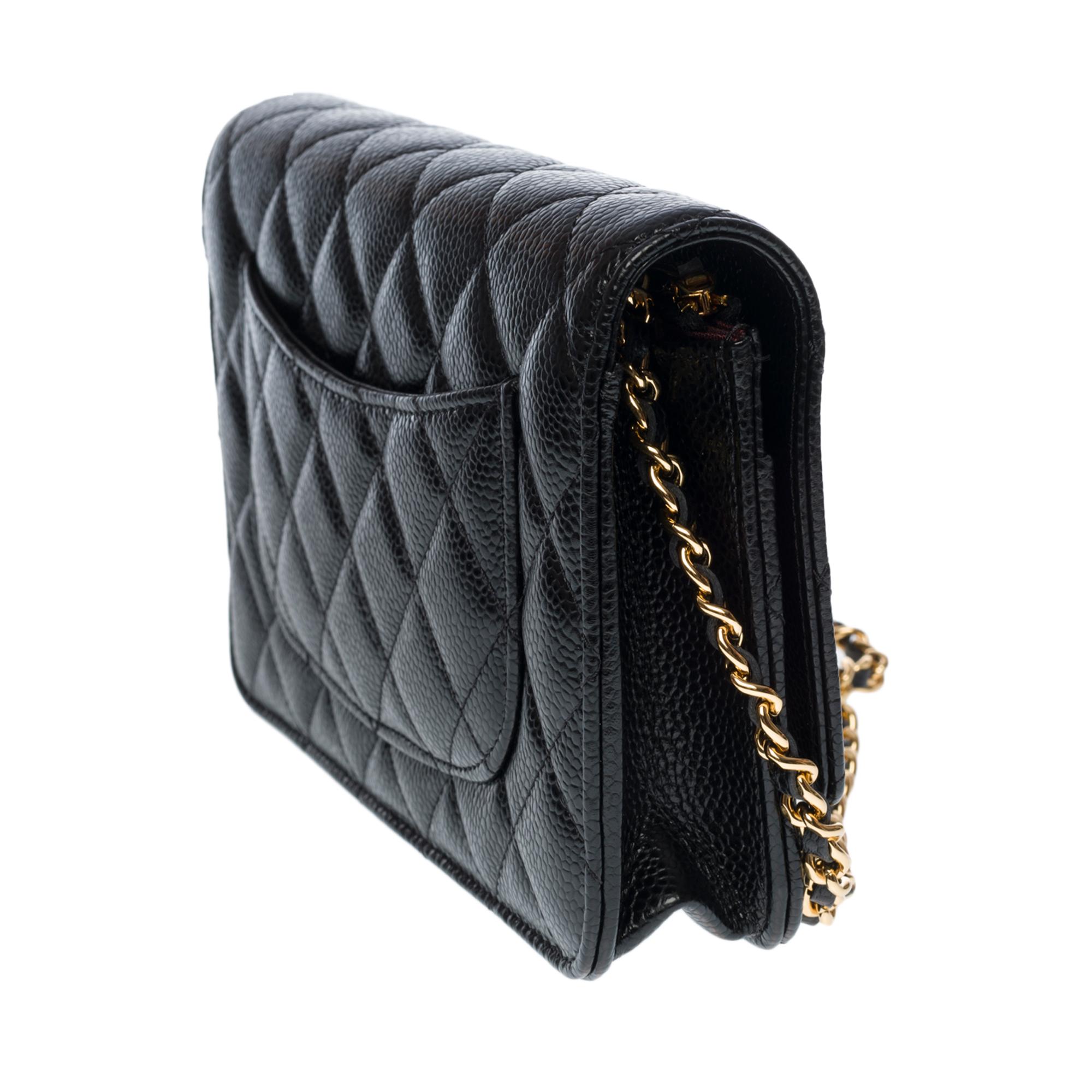Women's Chanel Wallet on Chain (WOC)  shoulder bag in black Caviar quilted leather, GHW