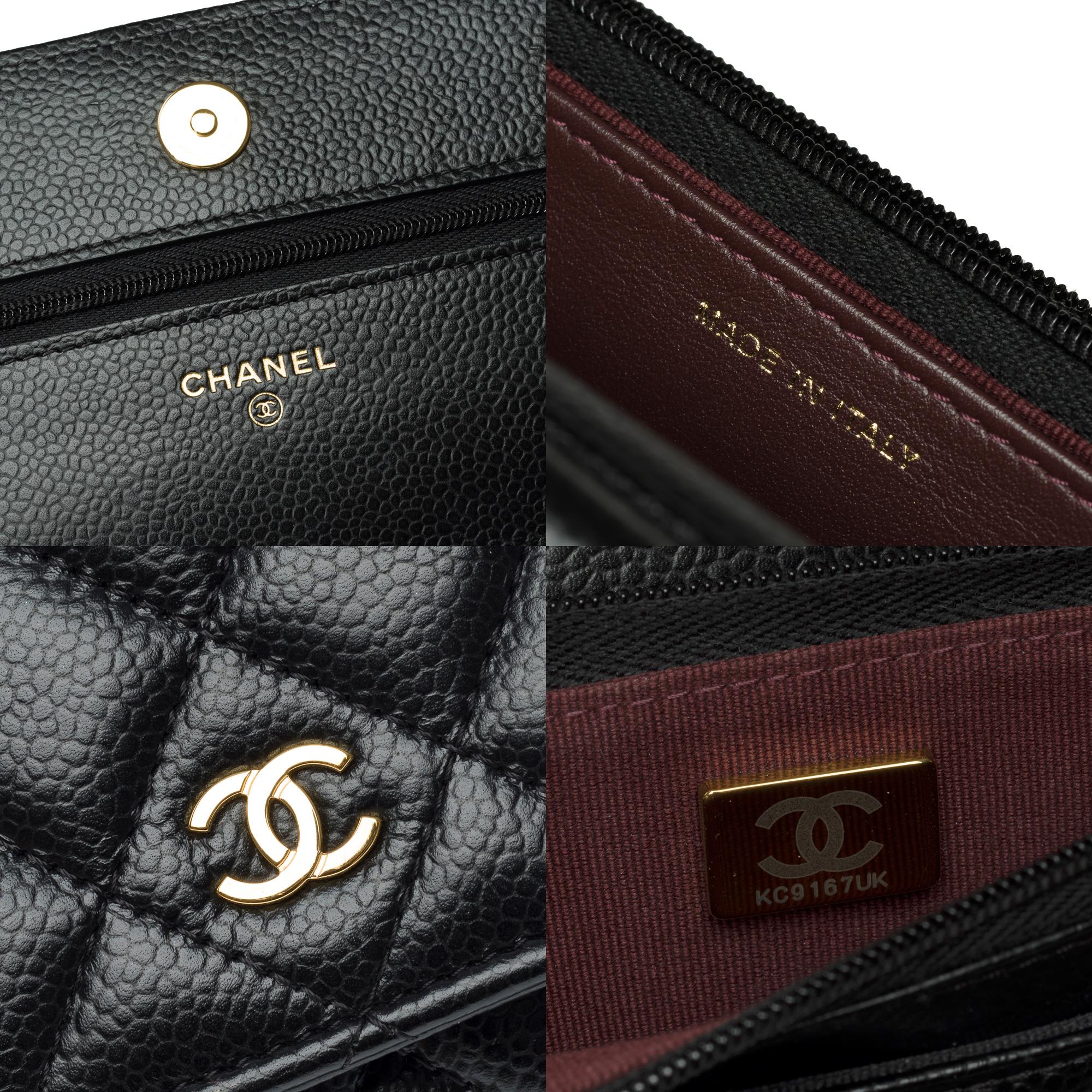 Chanel Wallet on Chain (WOC)  shoulder bag in black Caviar quilted leather, GHW For Sale 3