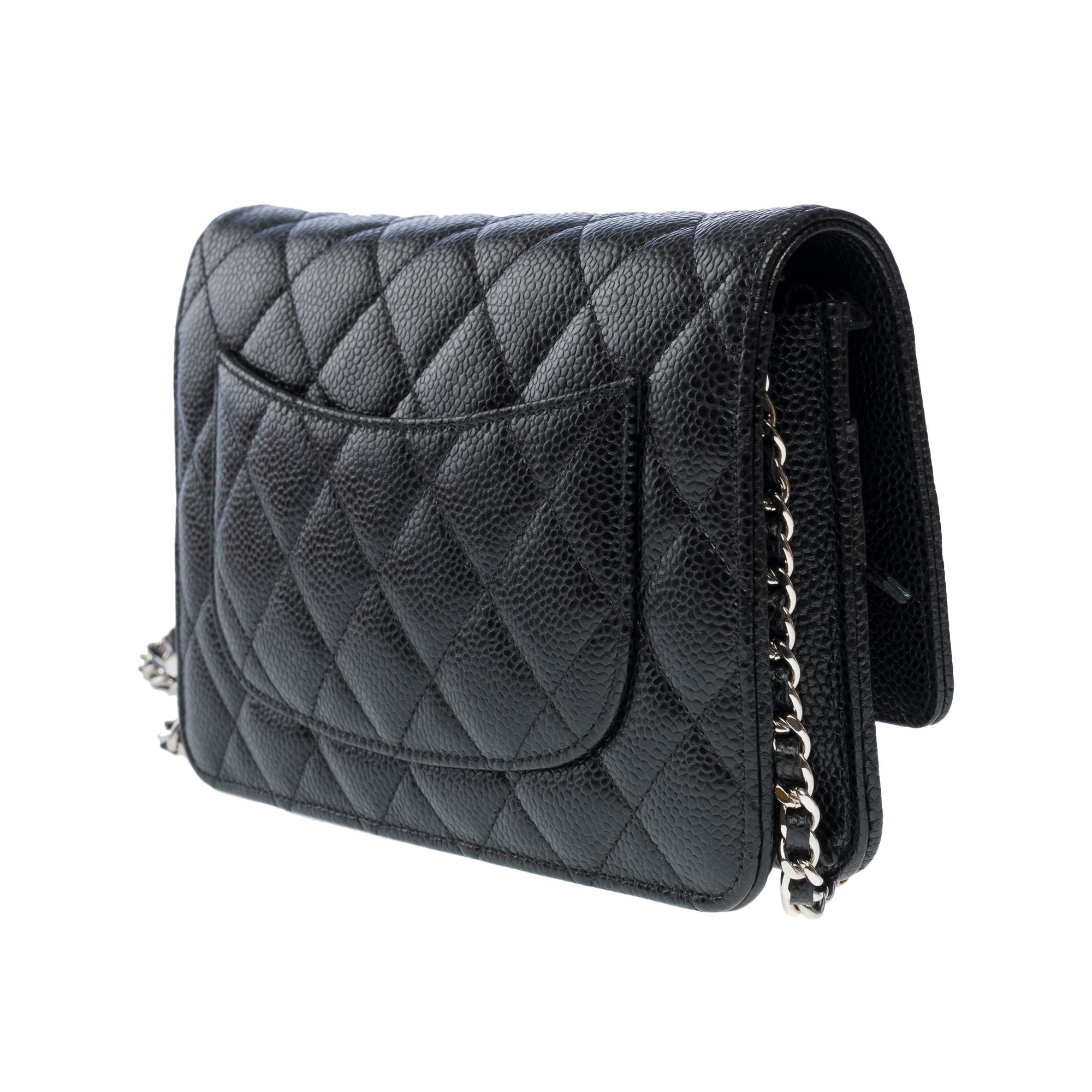 Chanel Wallet on Chain (WOC)  shoulder bag in black Caviar quilted leather, SHW 1