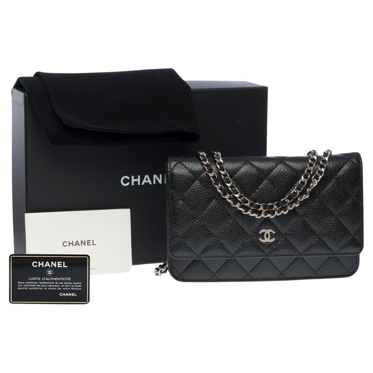 Chanel Wallet on Chain (WOC) shoulder bag in black Caviar quilted leather,  SHW at 1stDibs
