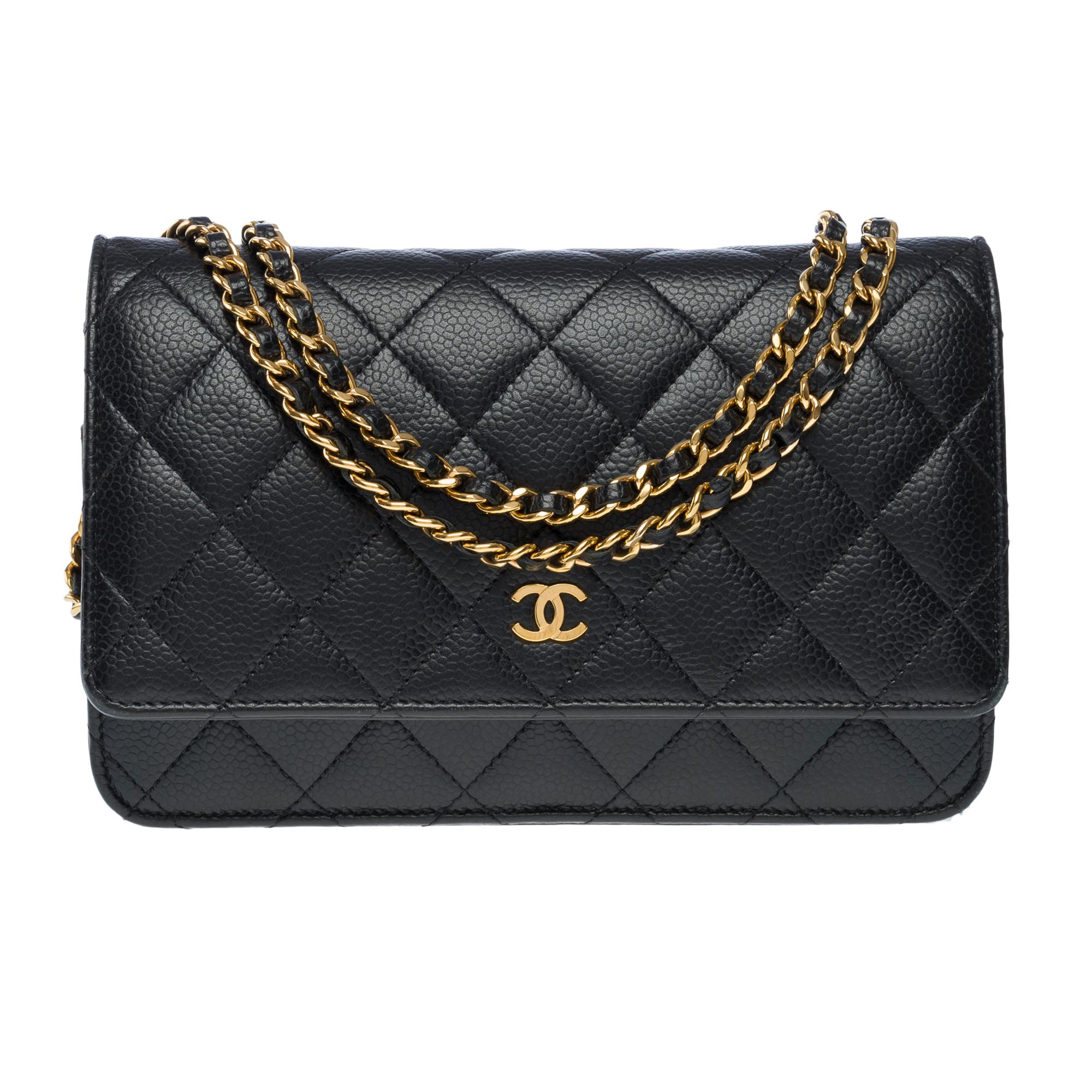 Lovely​​​ ​​​Chanel​​​ ​​​Wallet​​​ ​​​On​​​ ​​​Chain(WOC)​​​ ​​​shoulder​​​ ​​​bag​​​ ​​​​​​ ​​​in​​​ ​​​black​​​ ​​​quilted​​​ ​​​caviar​​​ ​​​leather,​​​ ​​​gold​​​ ​​​metal​​​ ​​​trim,​​​ ​​​a​​​ ​​​gold​​​ ​​​metal​​​ ​​​chain​​​ ​​​handle​​​