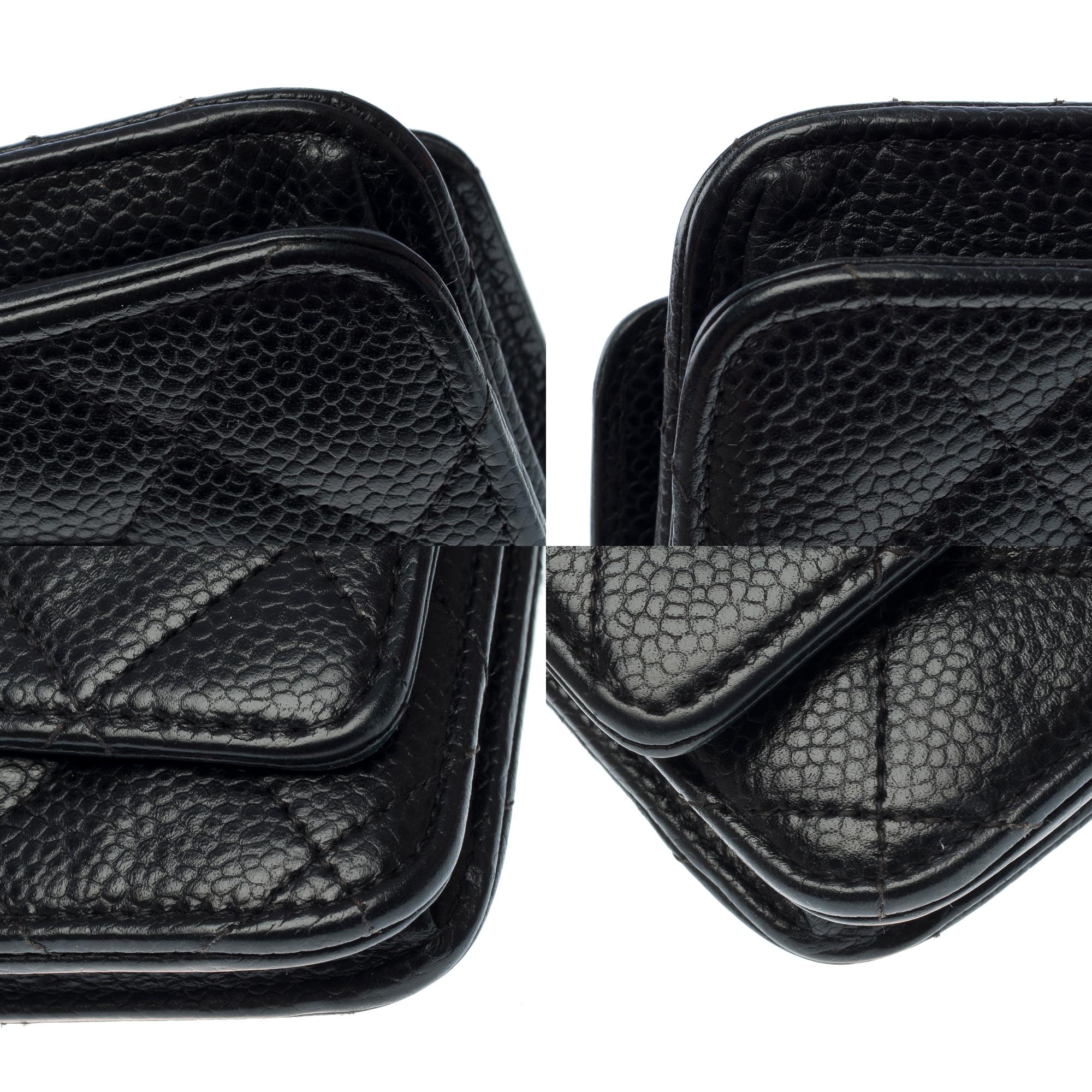 Chanel Wallet on Chain (WOC)  shoulder bag in Black quilted Caviar leather, PHW For Sale 5