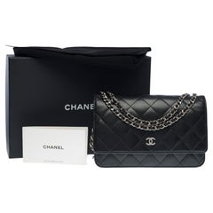 Chanel Wallet on Chain (WOC)  shoulder bag in Black quilted Caviar leather, PHW