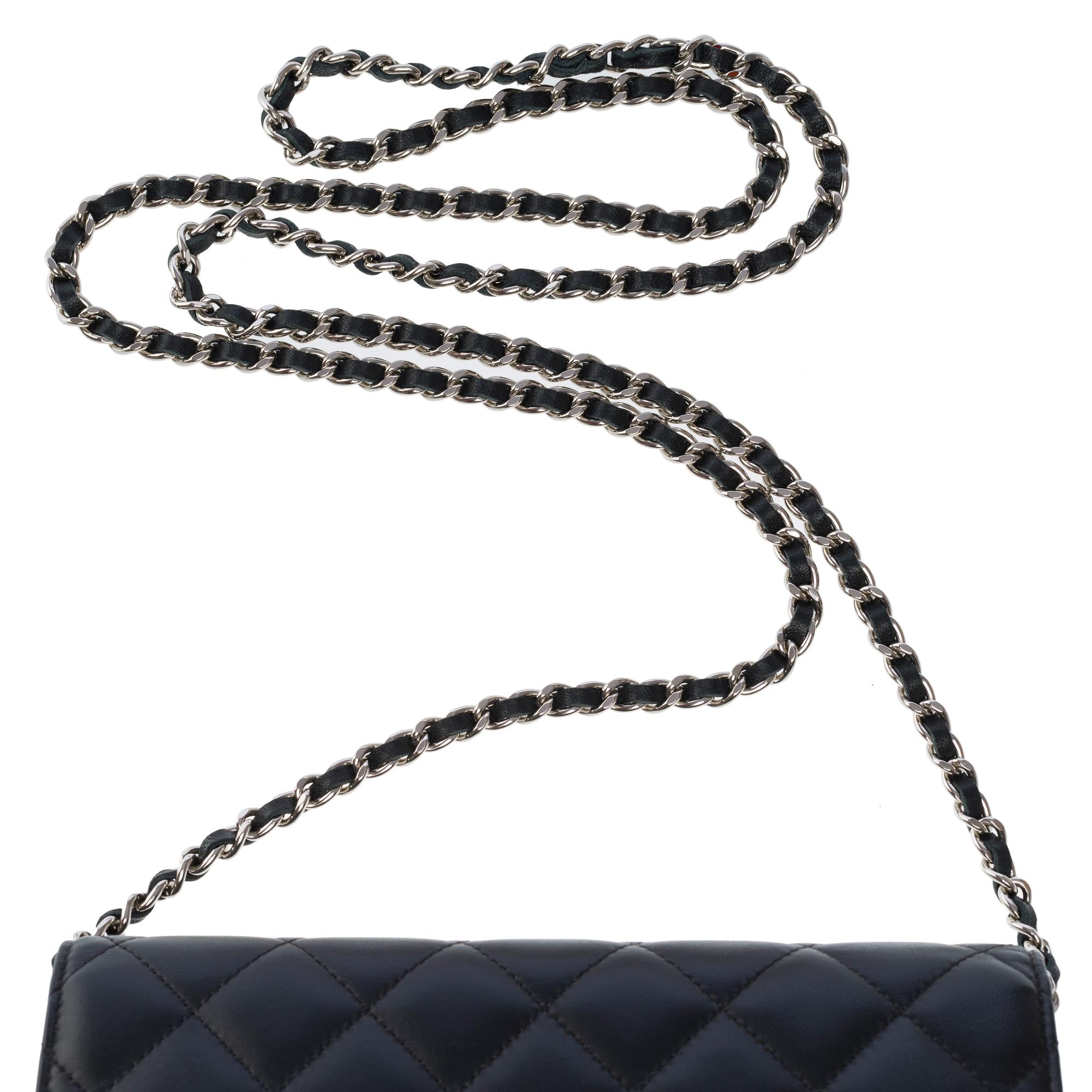 Chanel Wallet on Chain (WOC)  shoulder bag in Black quilted lamb leather, SHW For Sale 6