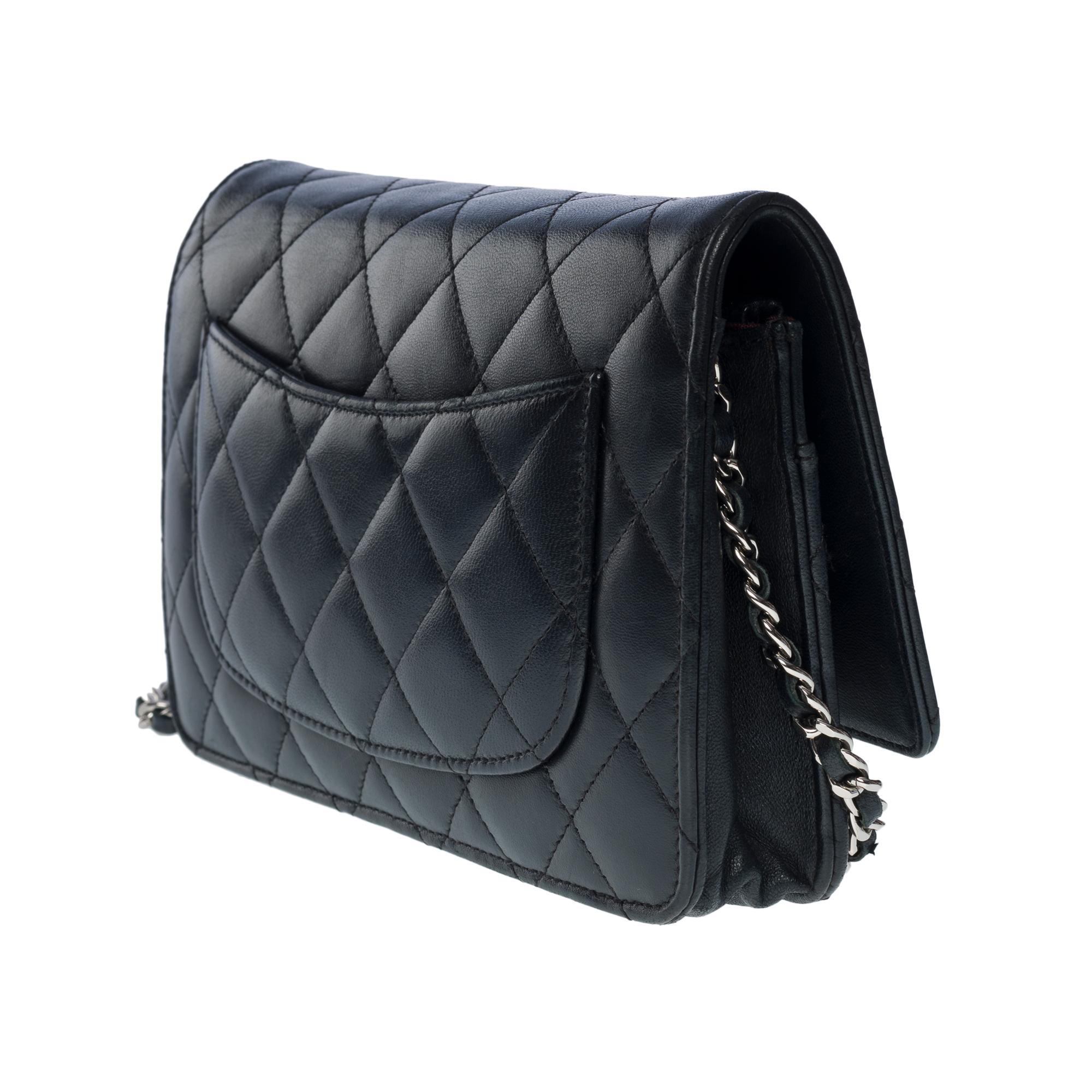 Chanel Wallet on Chain (WOC)  shoulder bag in black quilted lamb leather, SHW 1