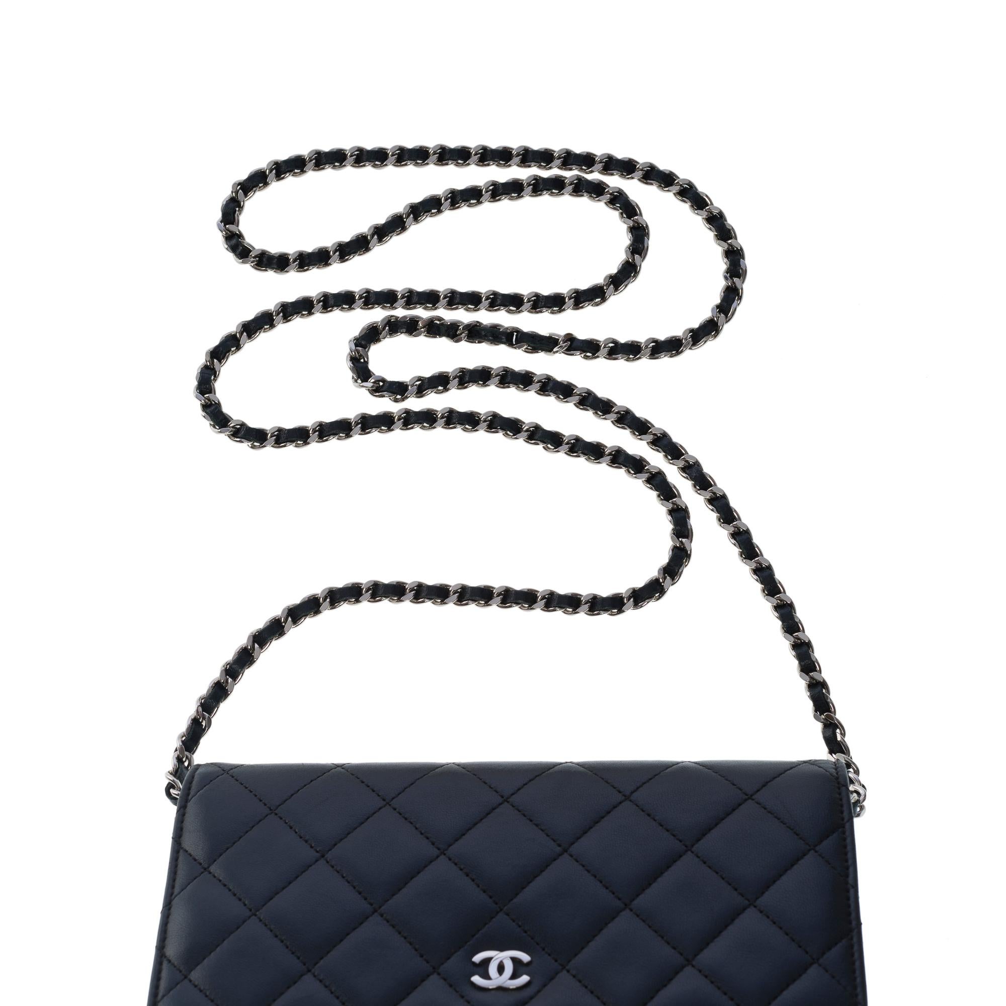 Chanel Wallet on Chain (WOC)  shoulder bag in black quilted lamb leather, SHW 5