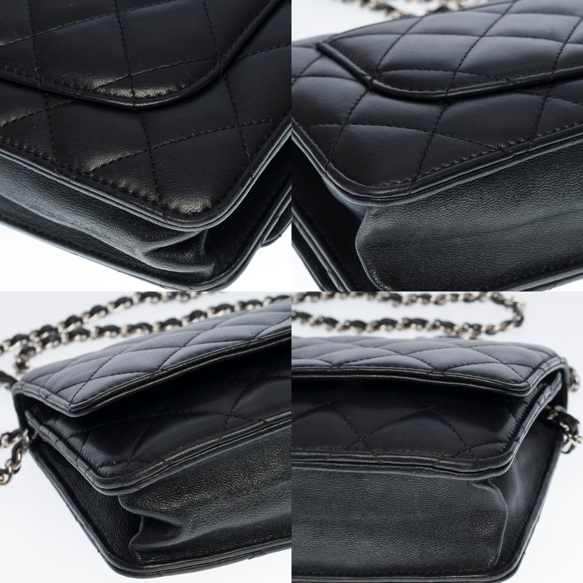 Chanel Wallet on Chain (WOC)  shoulder bag in black quilted leather, SHW 5
