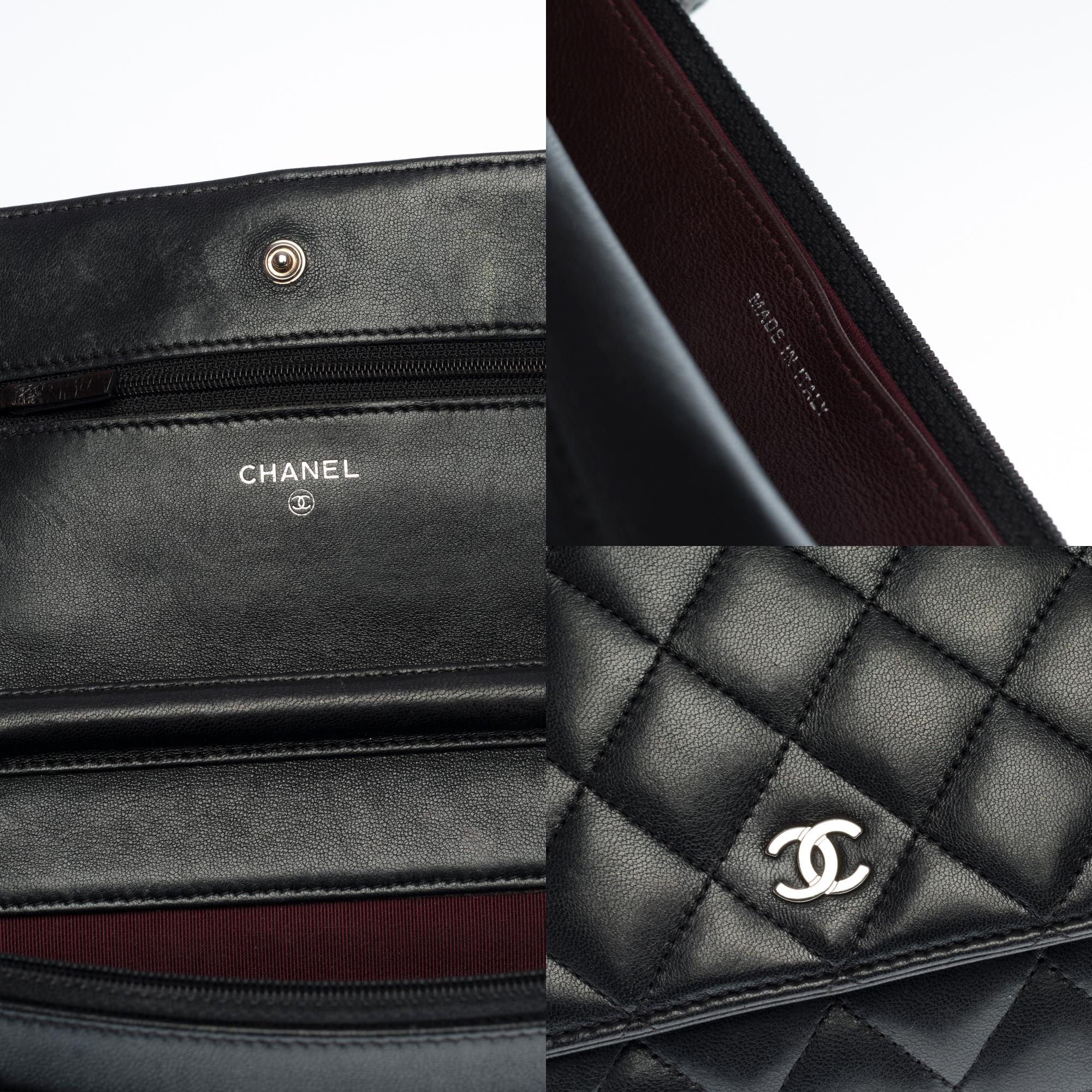 Women's Chanel Wallet on Chain (WOC)  shoulder bag in black quilted leather, SHW