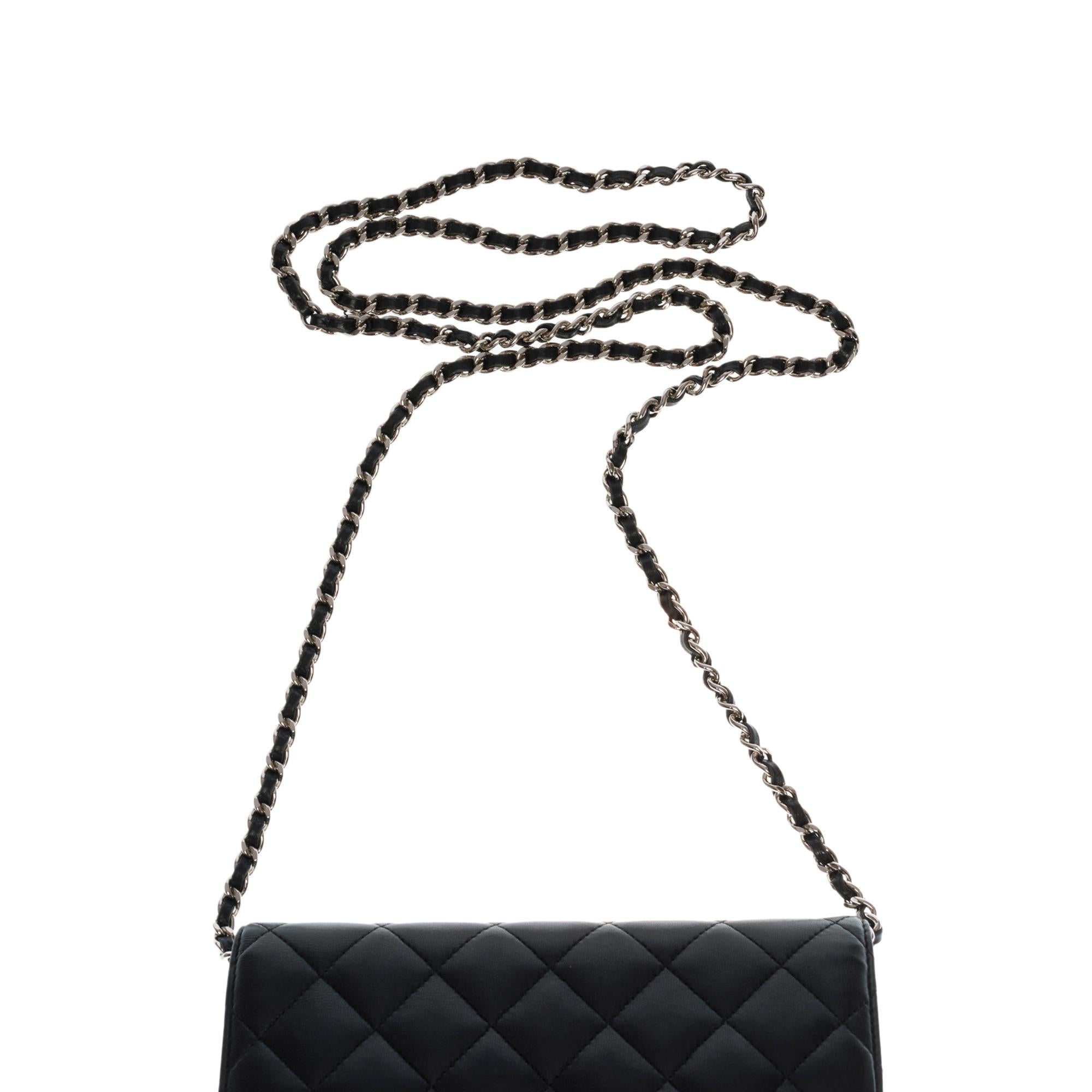 Chanel Wallet on Chain (WOC)  shoulder bag in black quilted leather, SHW 3