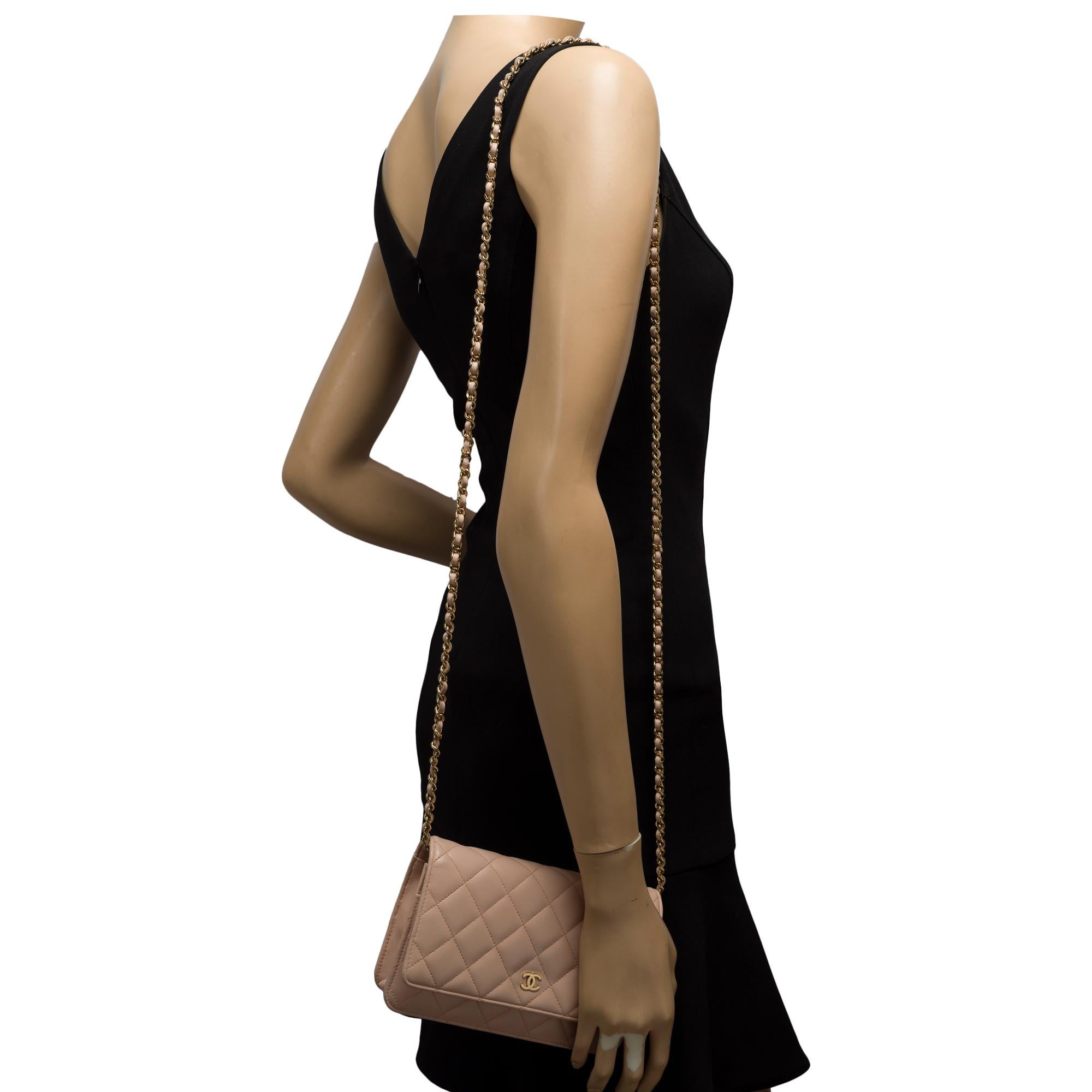 Chanel Wallet on Chain (WOC)  shoulder bag in Pale Pink Quilted Lambskin, GHW 7