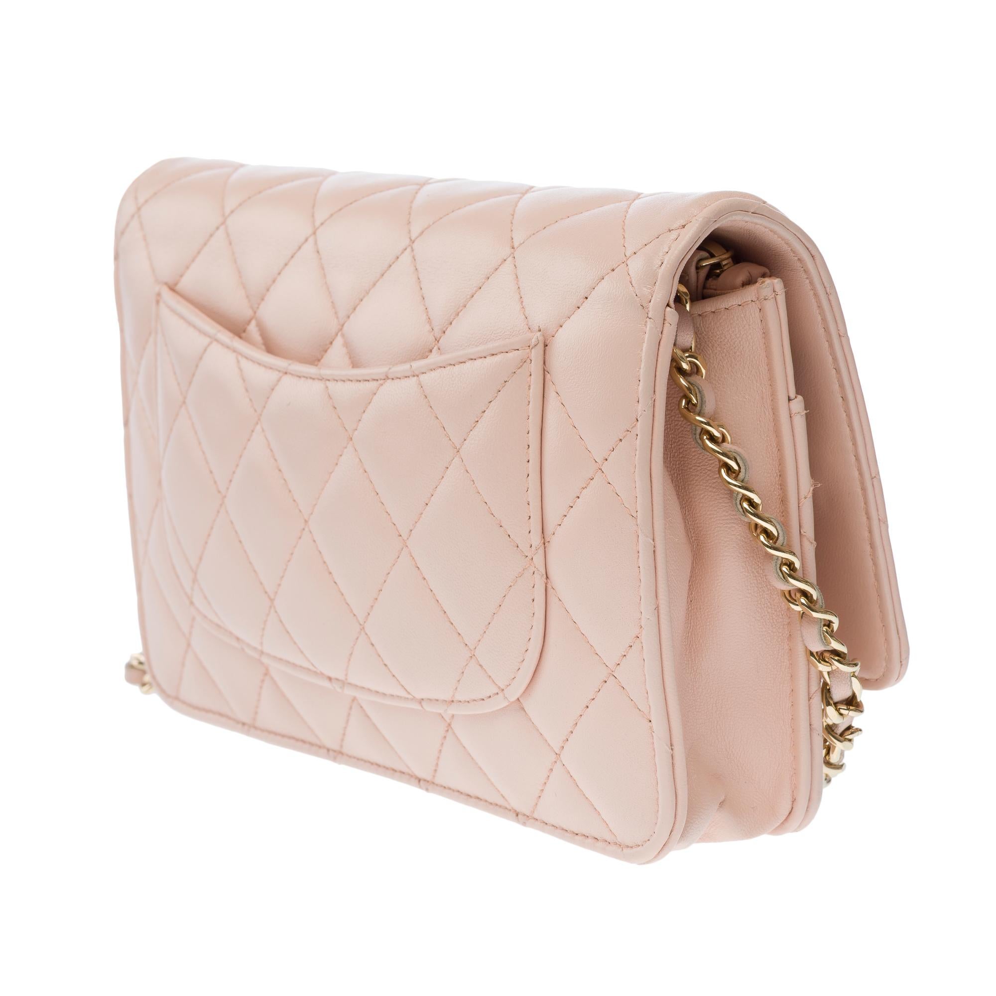 Women's Chanel Wallet on Chain (WOC)  shoulder bag in Pale Pink Quilted Lambskin, GHW