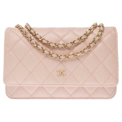 Chanel Wallet on Chain (WOC)  shoulder bag in Pale Pink Quilted Lambskin, GHW