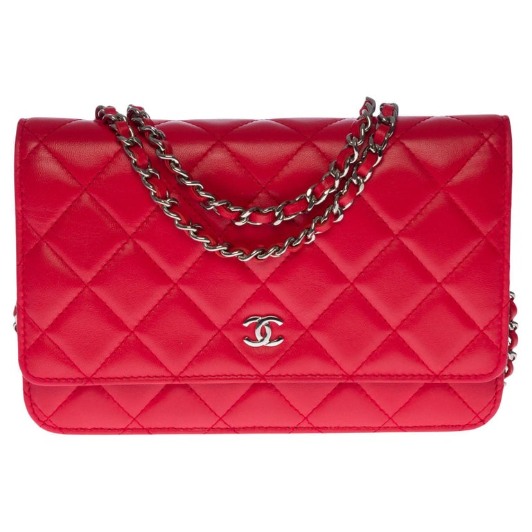 CHANEL Caviar Timeless CC Wallet on Chain WOC Red 1269456
