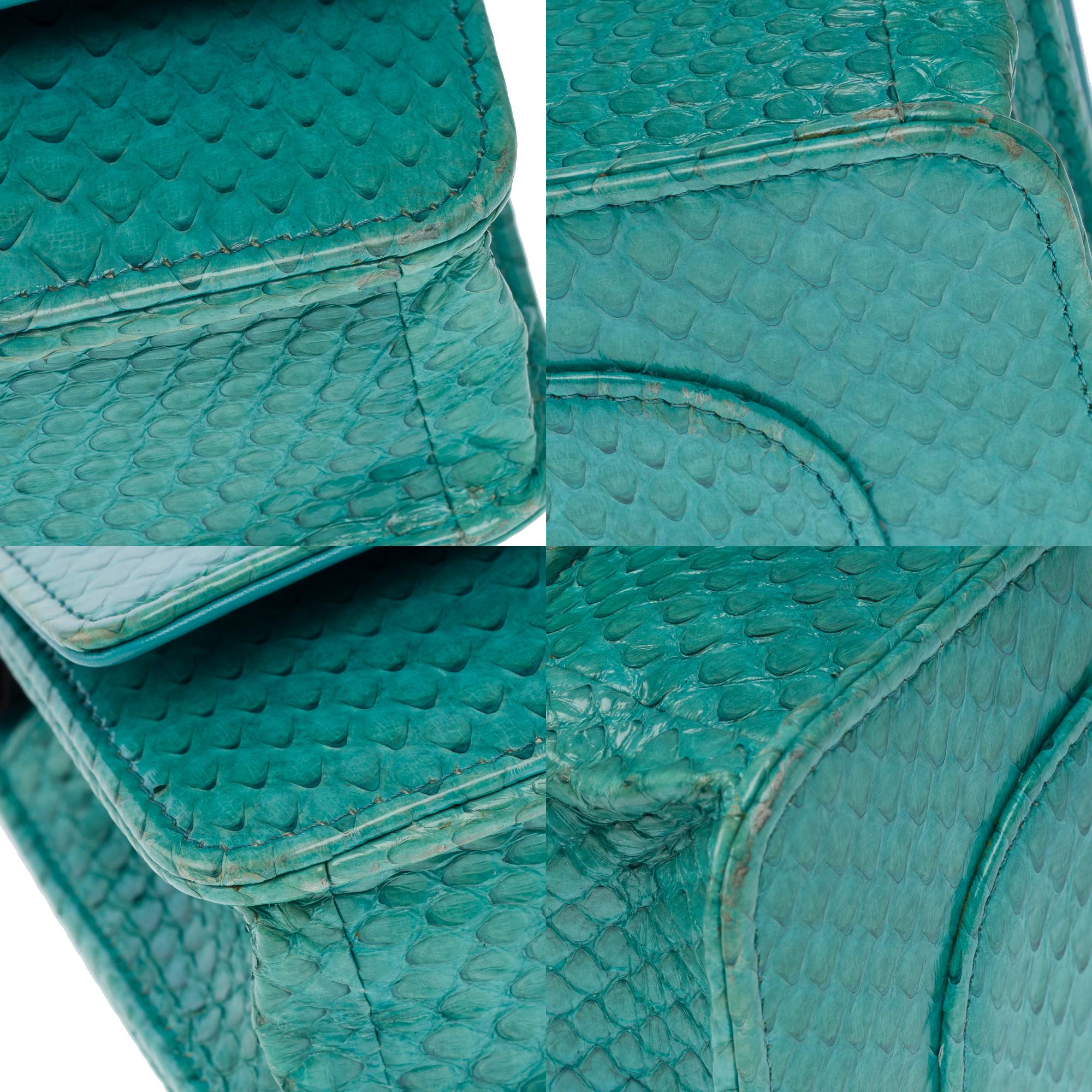 Chanel Wallet on Chain (WOC)  shoulder bag in Turquoise Blue Python leather, SHW 9