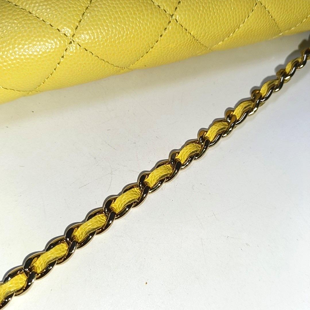 Chanel Wallet on Chain Yellow Caviar Leather Gold Hardware 2020 5