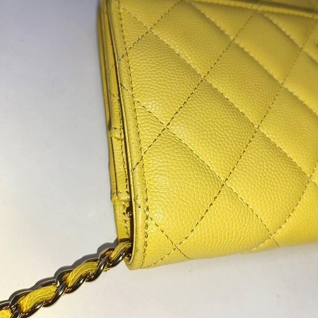 Chanel Wallet on Chain Yellow Caviar Leather Gold Hardware 2020 1
