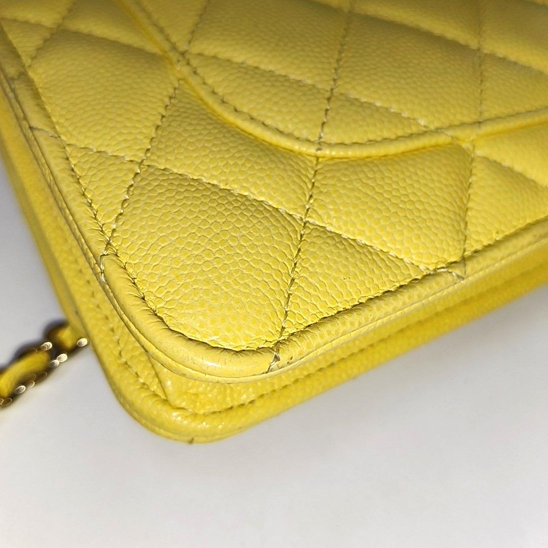Chanel Wallet on Chain Yellow Caviar Leather Gold Hardware 2020 4