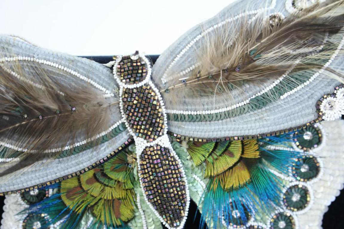 Black Chanel Wallet on Clutch Butterfly Feather & Sequin Chain 3ccty71417 Cross Body For Sale