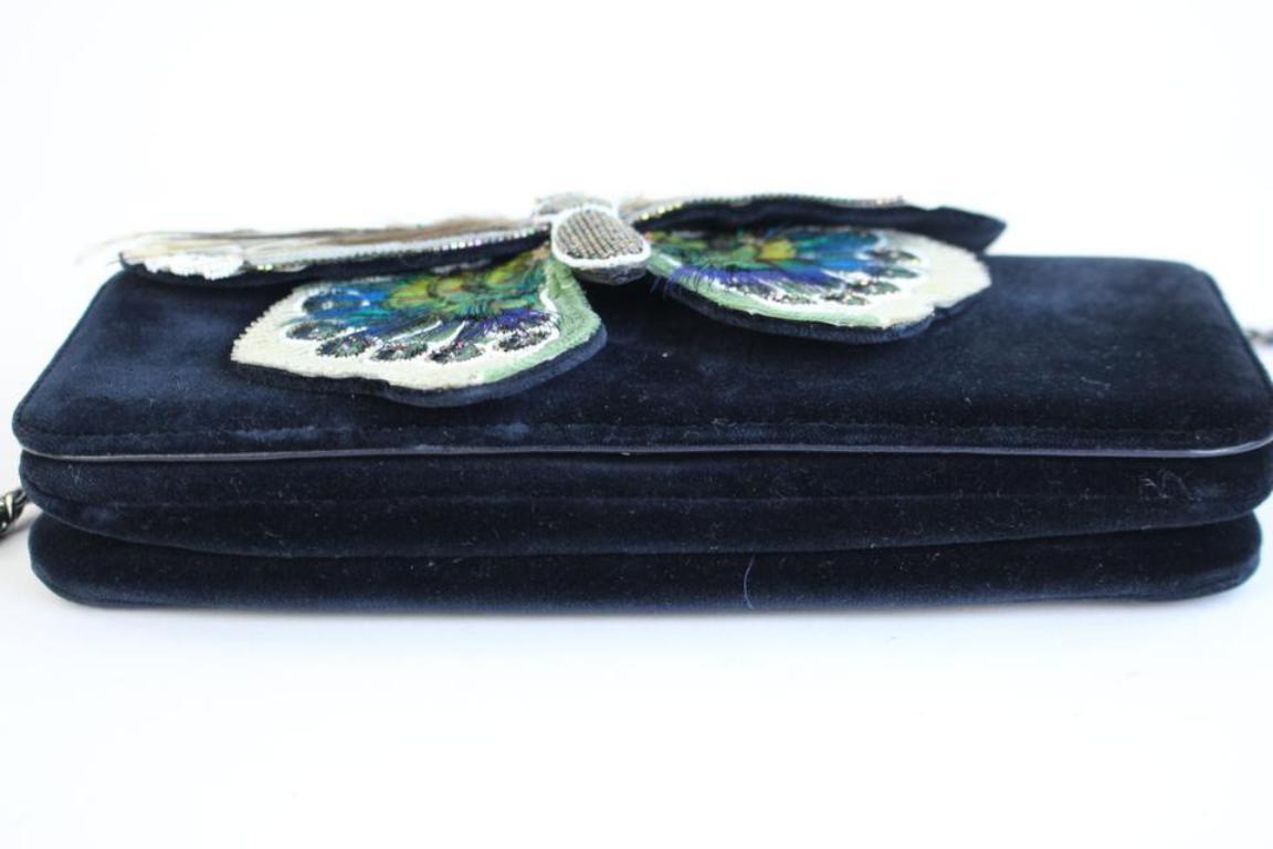 Chanel Wallet on Clutch Butterfly Feather & Sequin Chain 3ccty71417 Cross Body In Excellent Condition For Sale In Forest Hills, NY