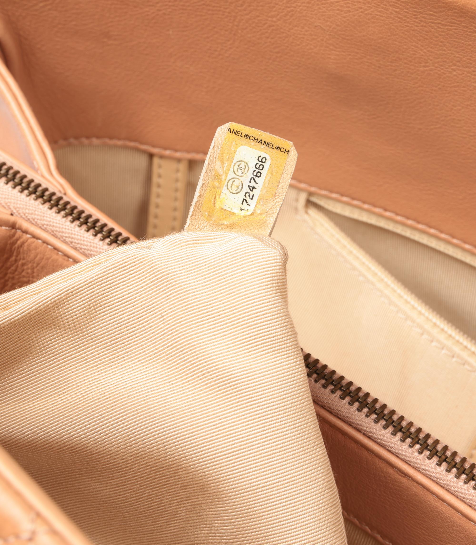 Chanel Warm Beige Quilted Calfskin Leather Crown Shoulder Tote 5