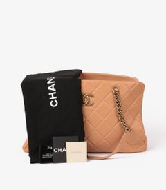 Chanel Warm Beige Quilted Calfskin Leather Crown Shoulder Tote