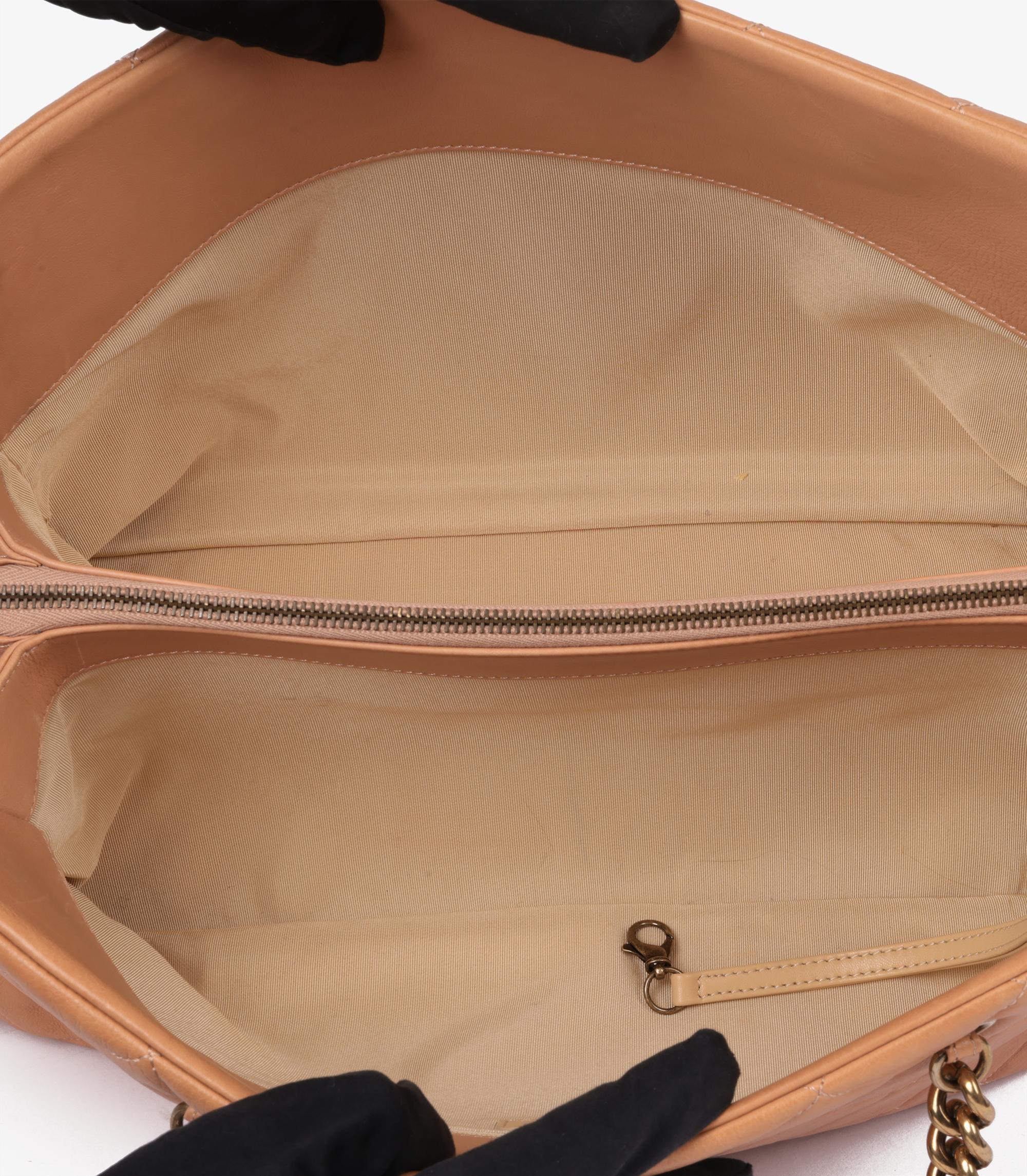 Chanel Warm Beige Quilted Calfskin Leather Crown Shoulder Tote 3