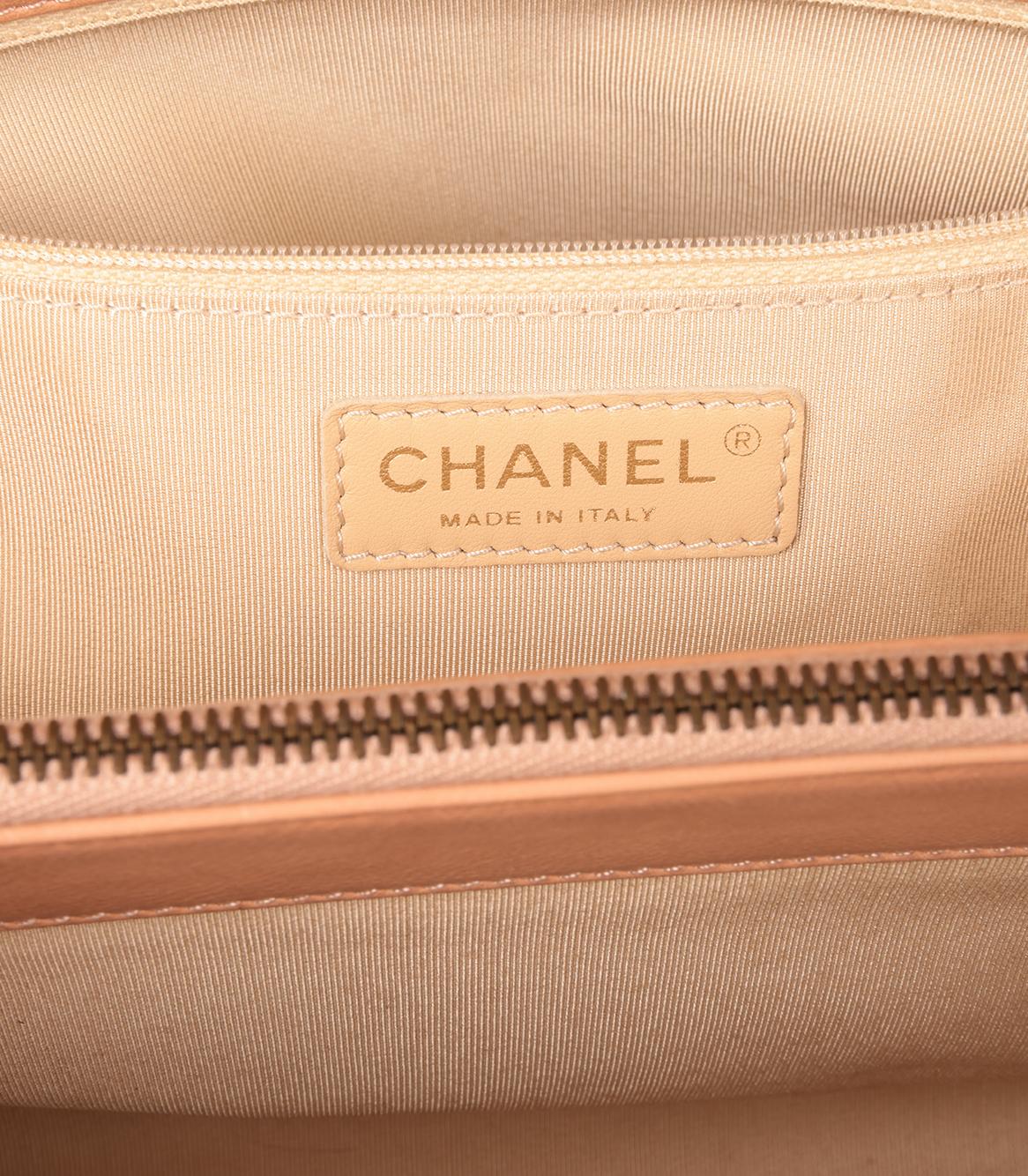 Chanel Warm Beige Quilted Calfskin Leather Crown Shoulder Tote 4