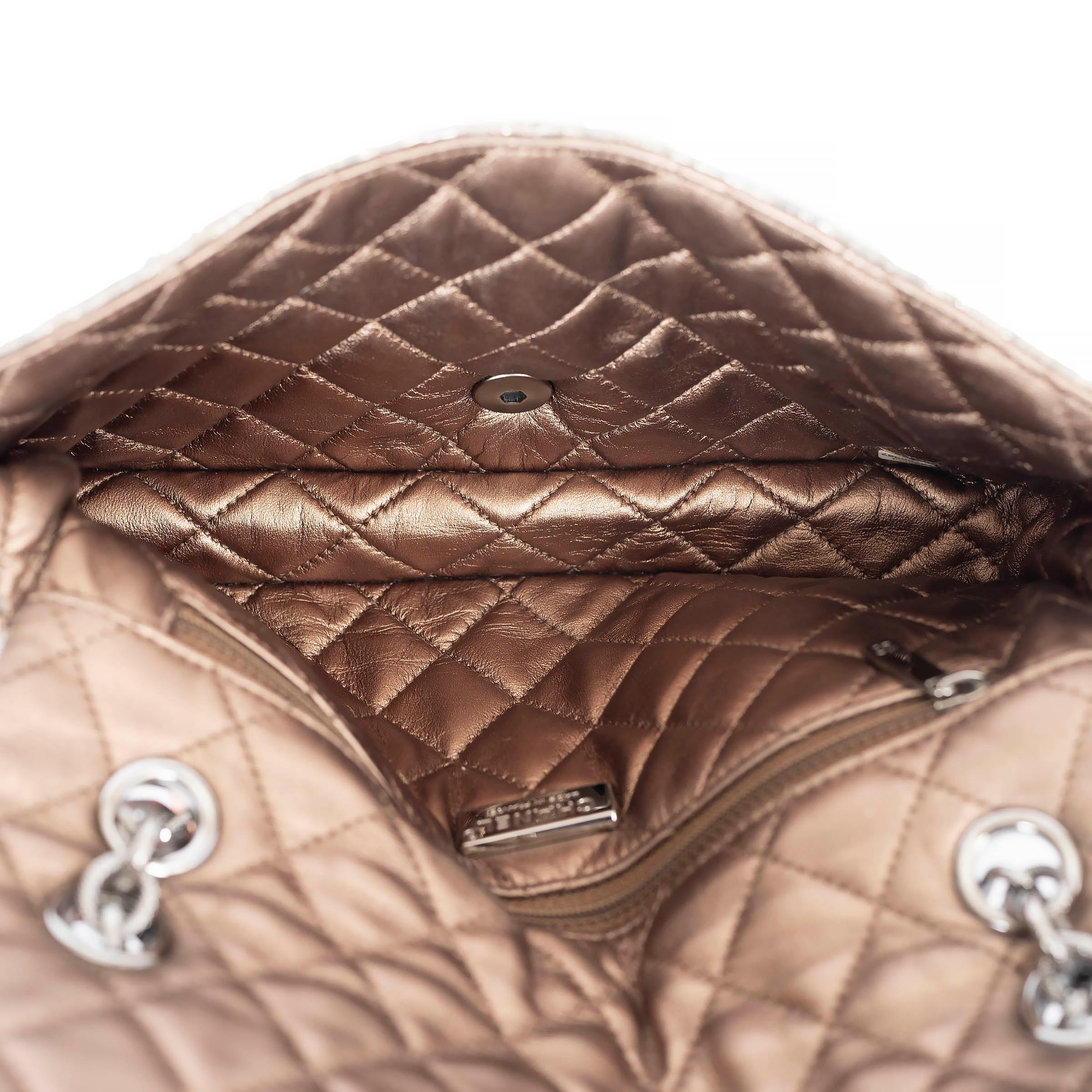 CHANEL warm silver PYTHON MEDIUM FLAP Shoulder Bag 1