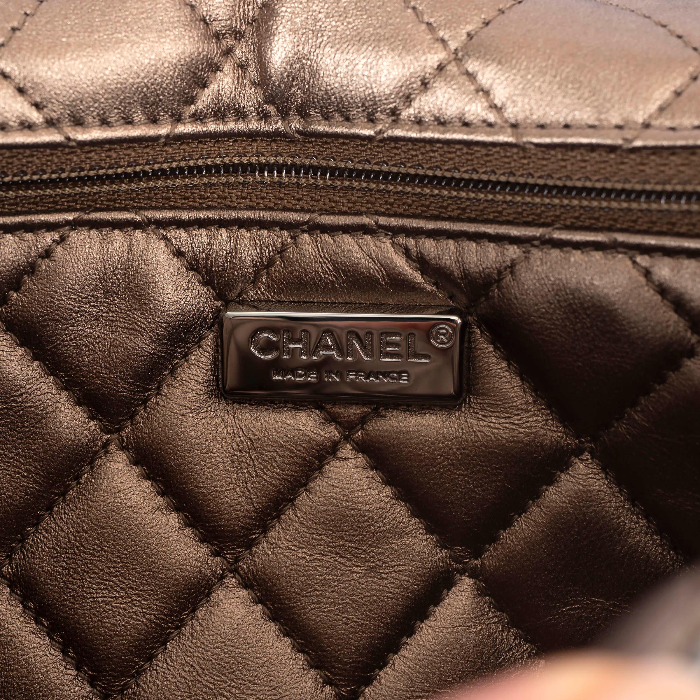 CHANEL warm silver PYTHON MEDIUM FLAP Shoulder Bag 2