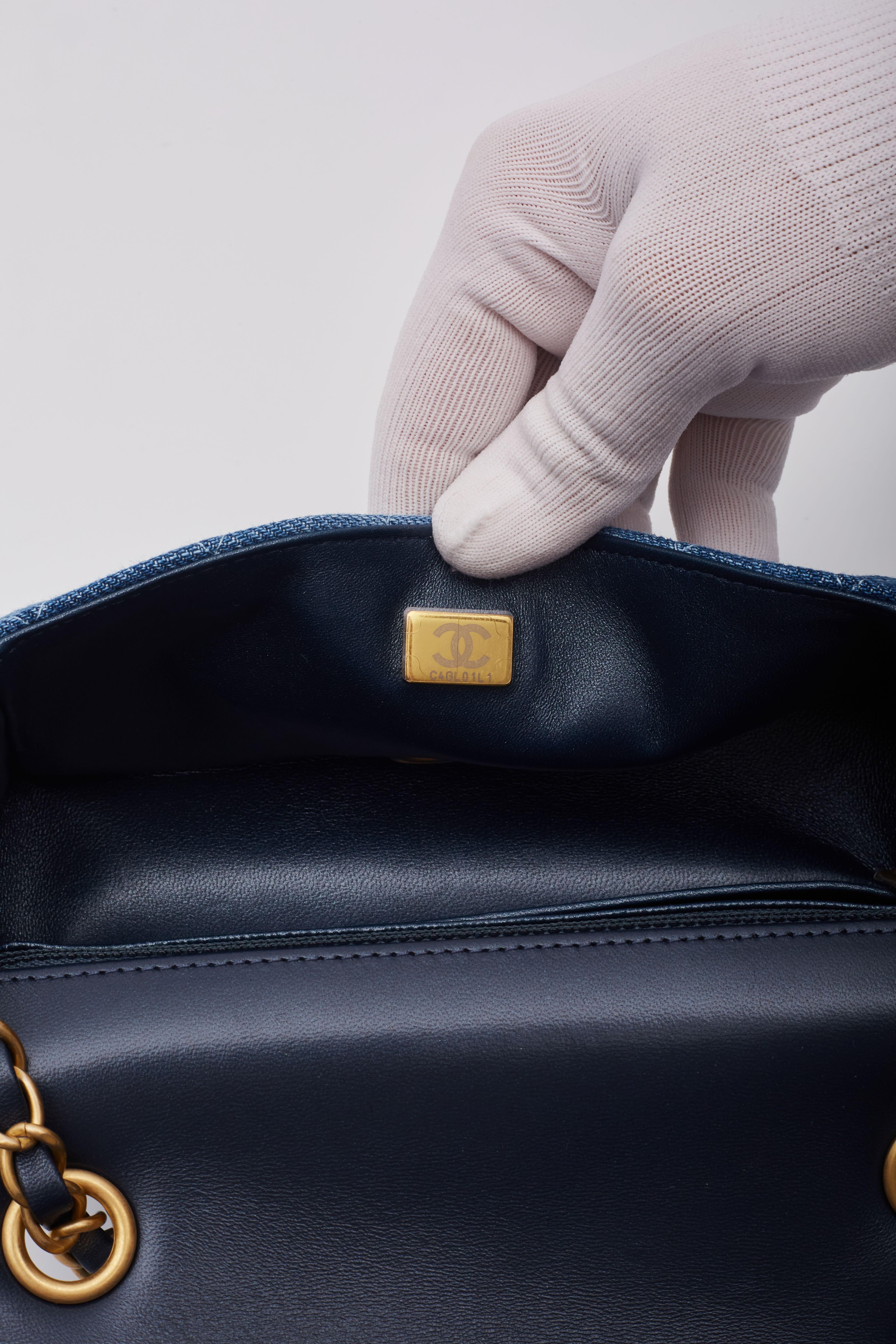 Chanel Washed Blue Denim Quilted Rectangular Mini Flap Bag For Sale 7