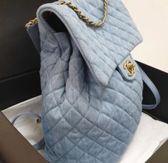 Chanel Washed Denim Quilted Large Urban Spirit Backpack