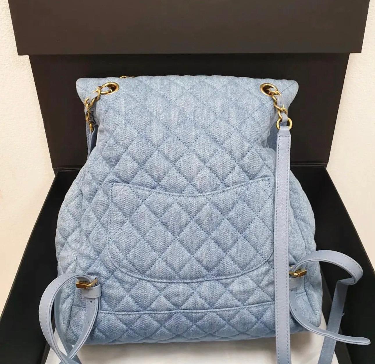 Women's Chanel Washed Denim Quilted Large Urban Spirit Backpack 