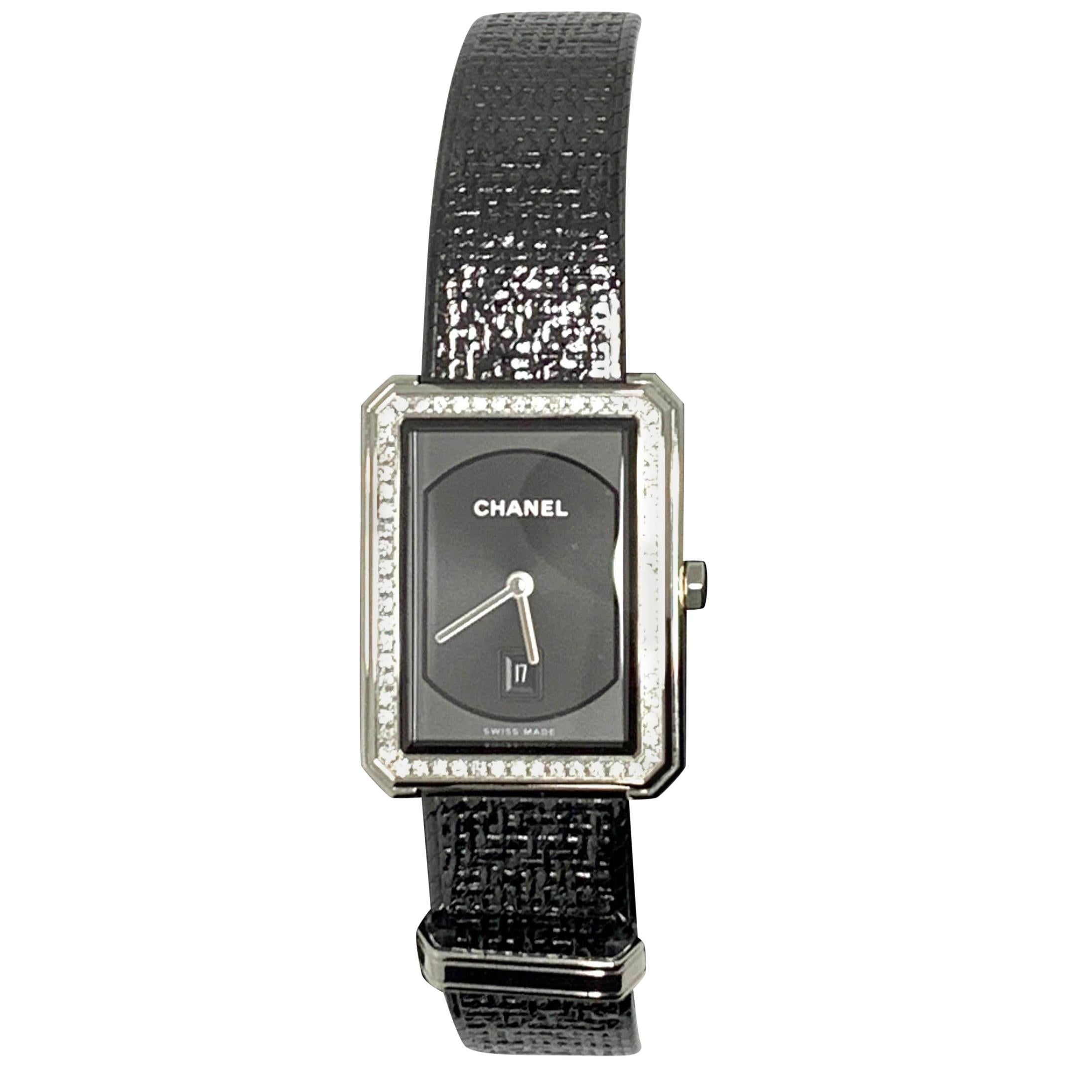 Chanel Watch Boyfriend Tweed/ Diamonds