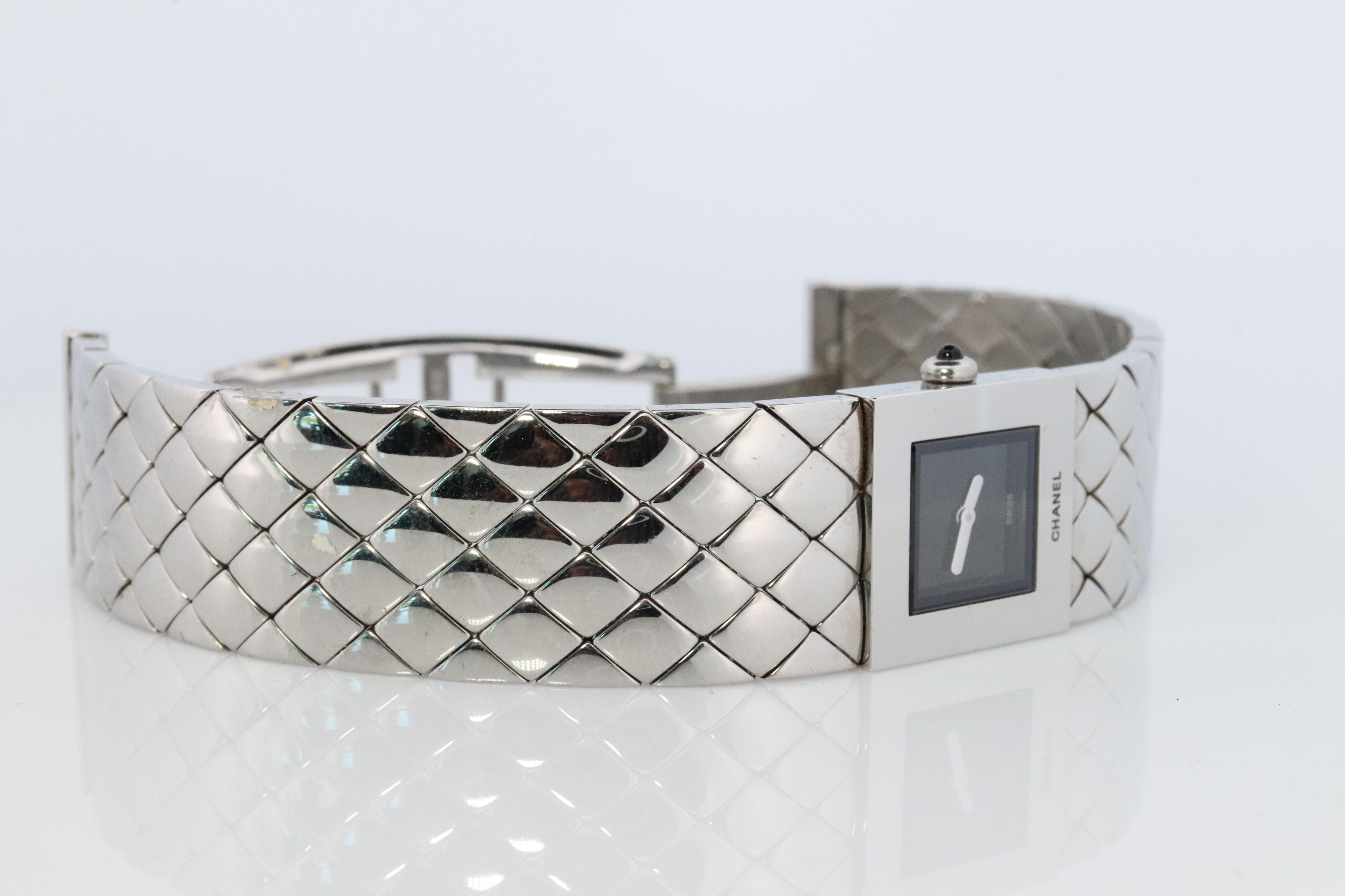 Modern Chanel Watch. Genuine Matelasse Ladies Quartz Wristwatch Quilted Bracelet