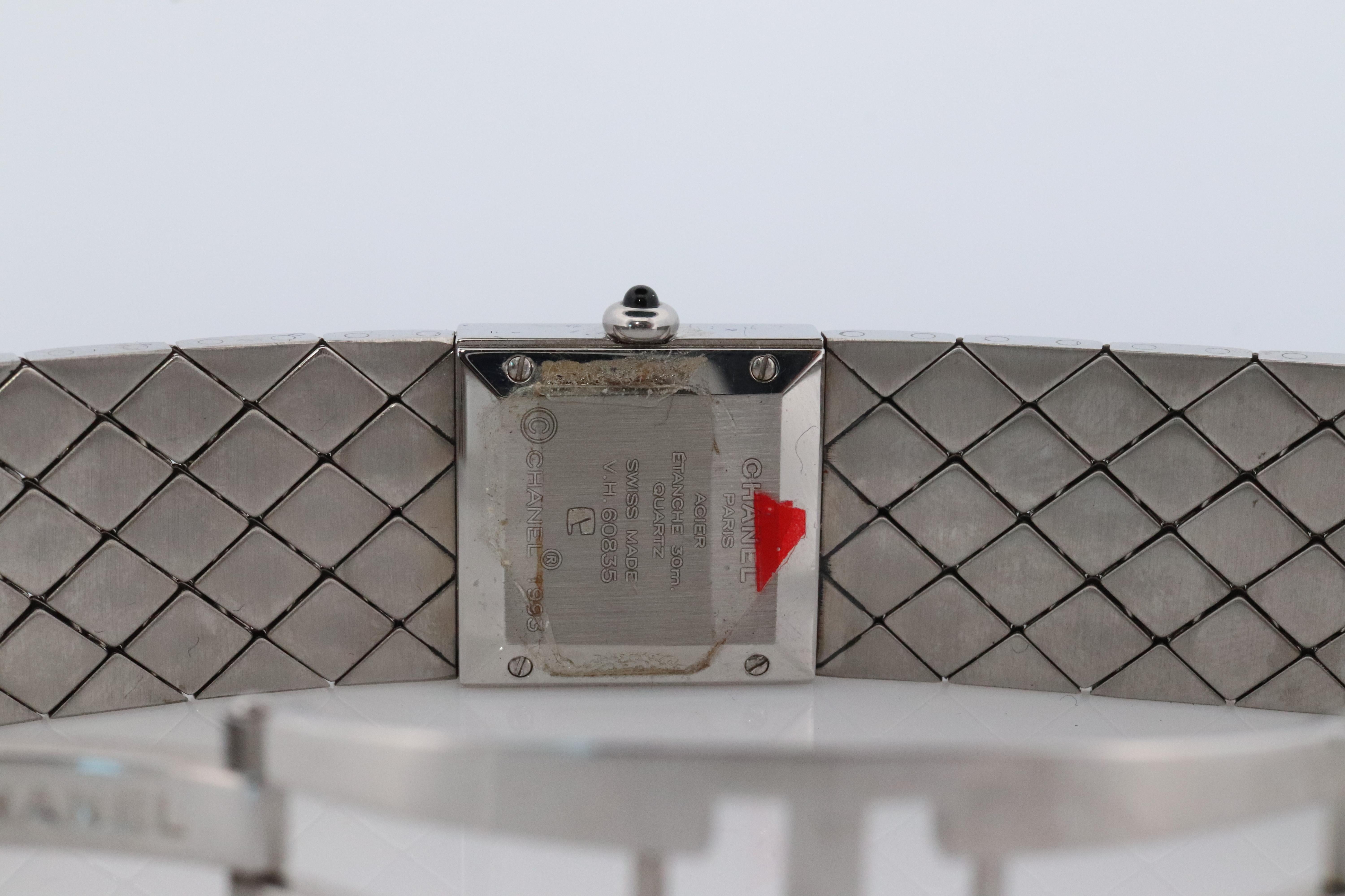 Chanel Watch. Genuine Matelasse Ladies Quartz Wristwatch Quilted Bracelet In Good Condition In Port Charlotte, FL