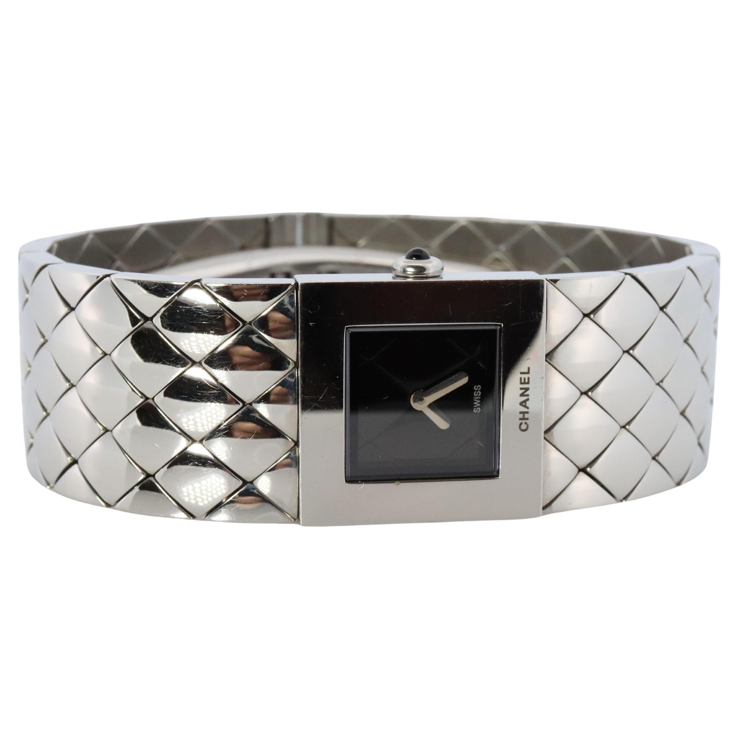 Chanel Watch. Genuine Matelasse Ladies Quartz Wristwatch Quilted Bracelet