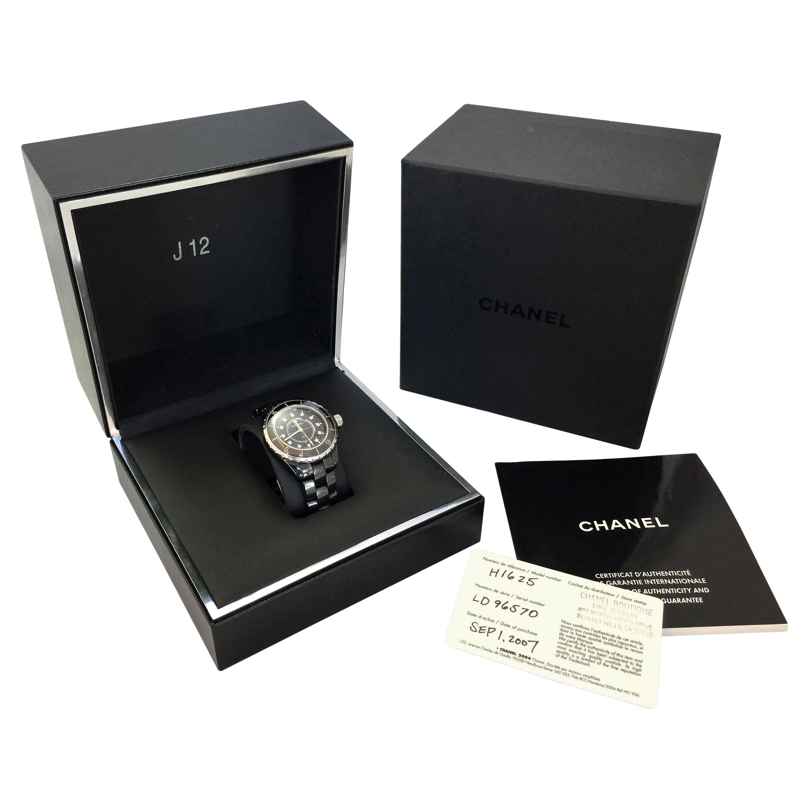 Chanel Watch J12 Black Automatic H1626 Ceramic with !2 Diamond Markers For  Sale at 1stDibs | chanel automatic watch