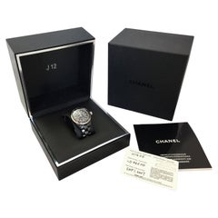 Chanel Uhr J12 Schwarz Automatik H1626 Keramik mit !2 Diamantmarkierungen
