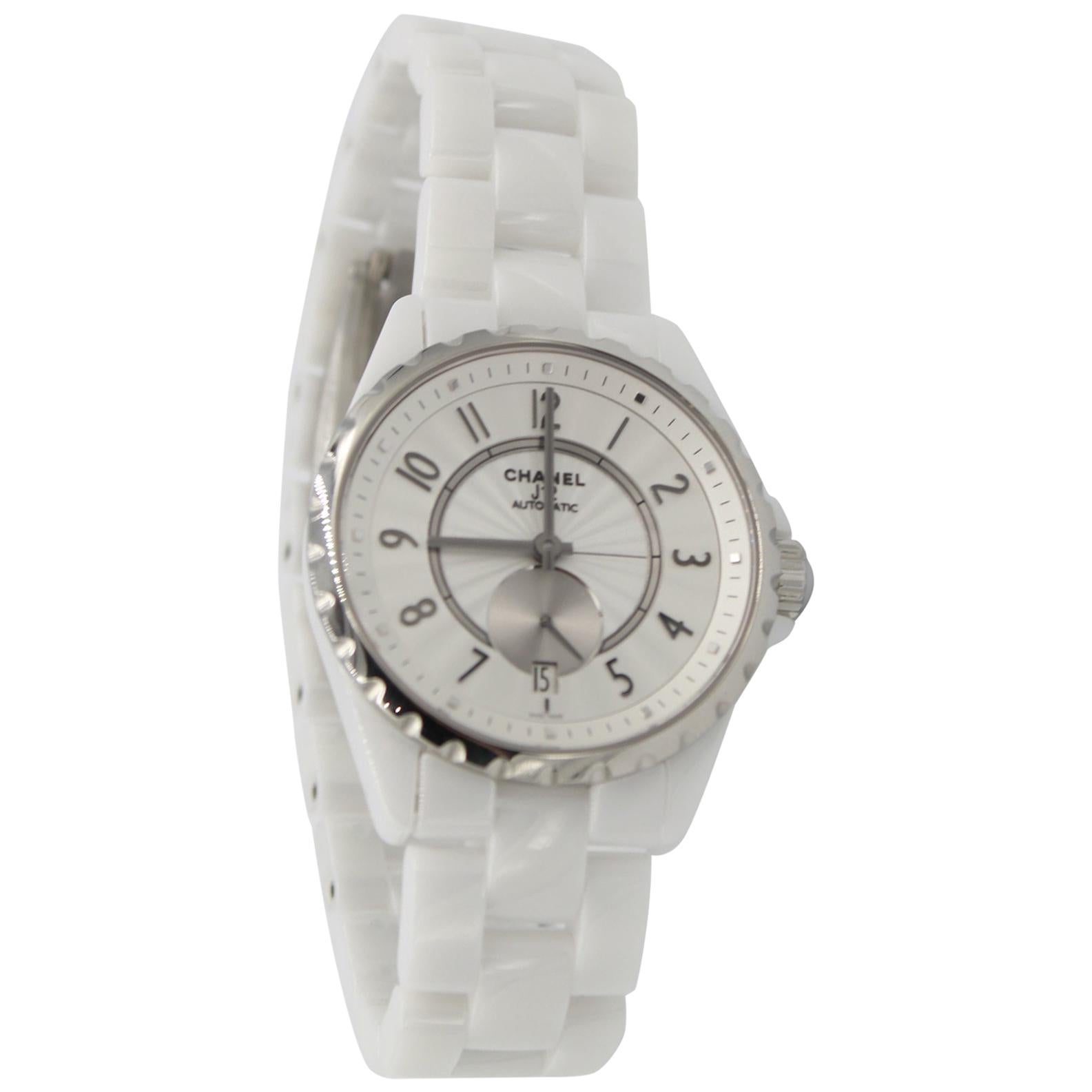 Chanel watch J12 in white ceramic For Sale