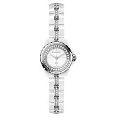 Chanel Montre J12 XS en céramique blanche avec diamants et acier