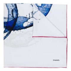 Chanel Water Logo Print Silk Scarf