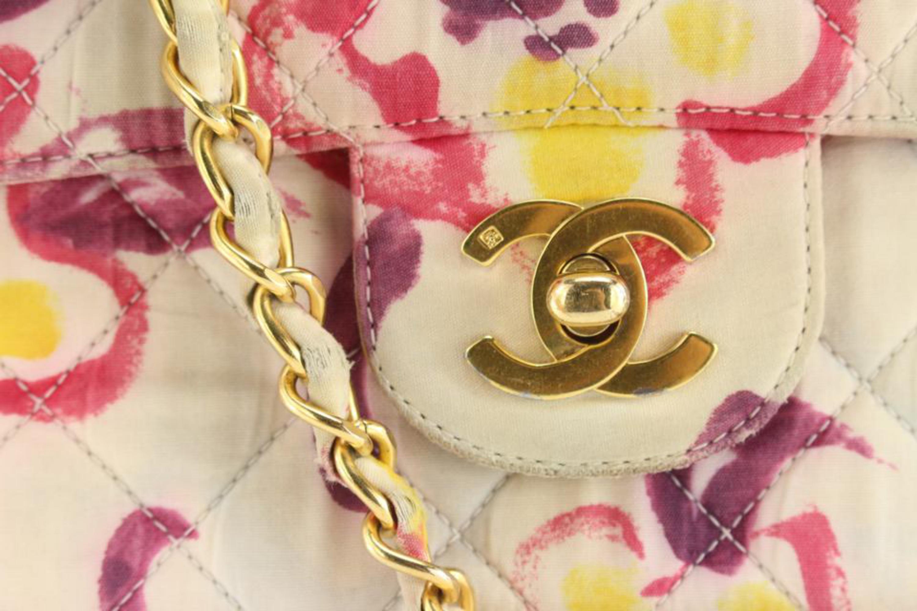 Chanel Watercolor Floral Quilted Medium Classic Flap 2CC1025 For Sale 1