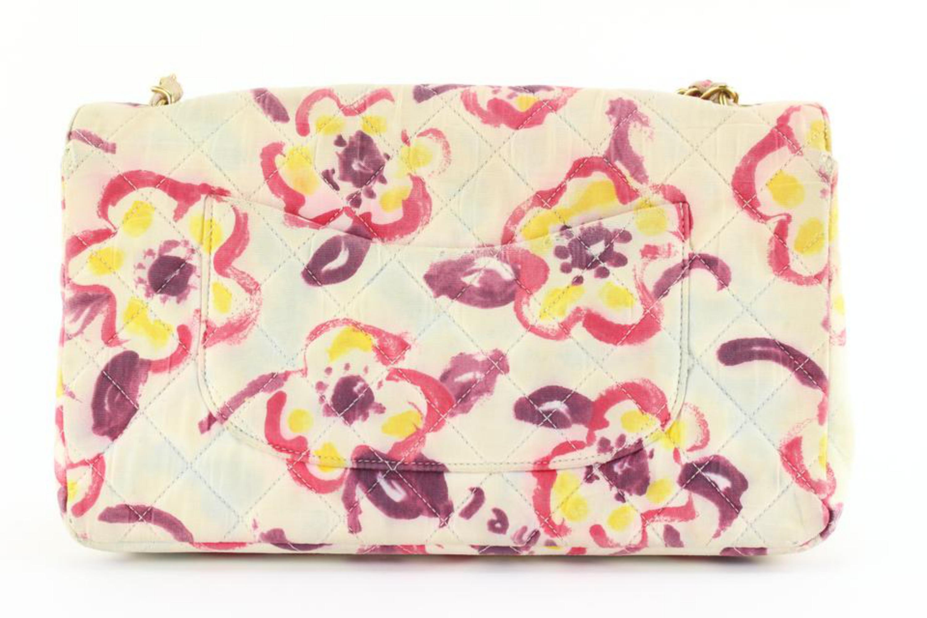 Chanel Watercolor Floral Quilted Medium Classic Flap 2CC1025 For Sale 4