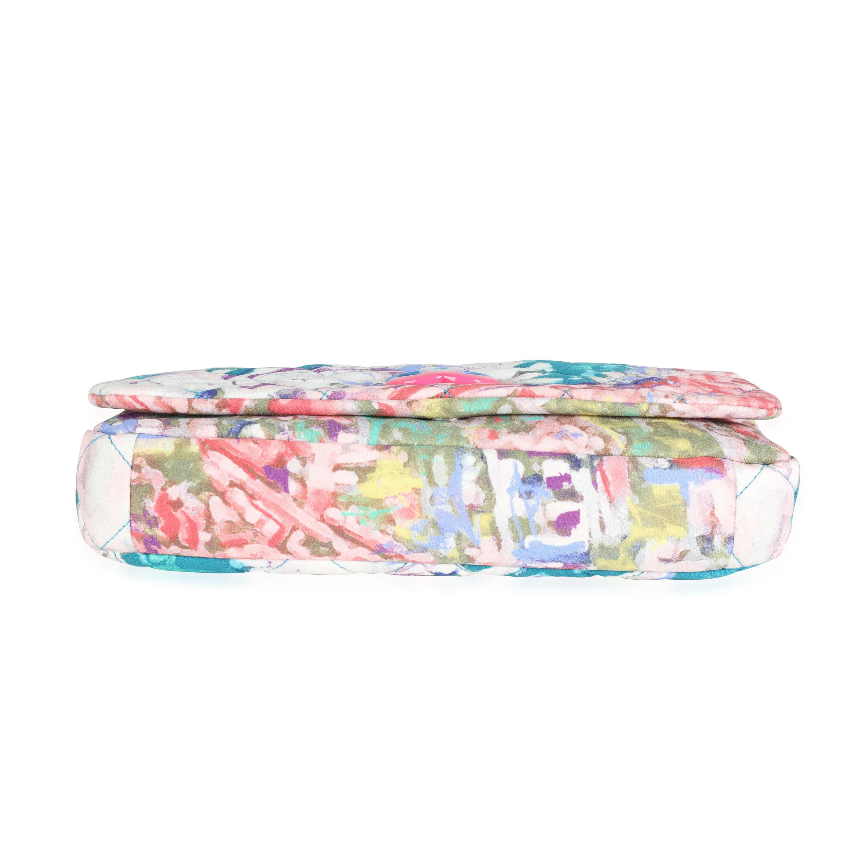 Chanel Watercolor Graffiti Quilted Nylon Top Handle Flap Bag 3
