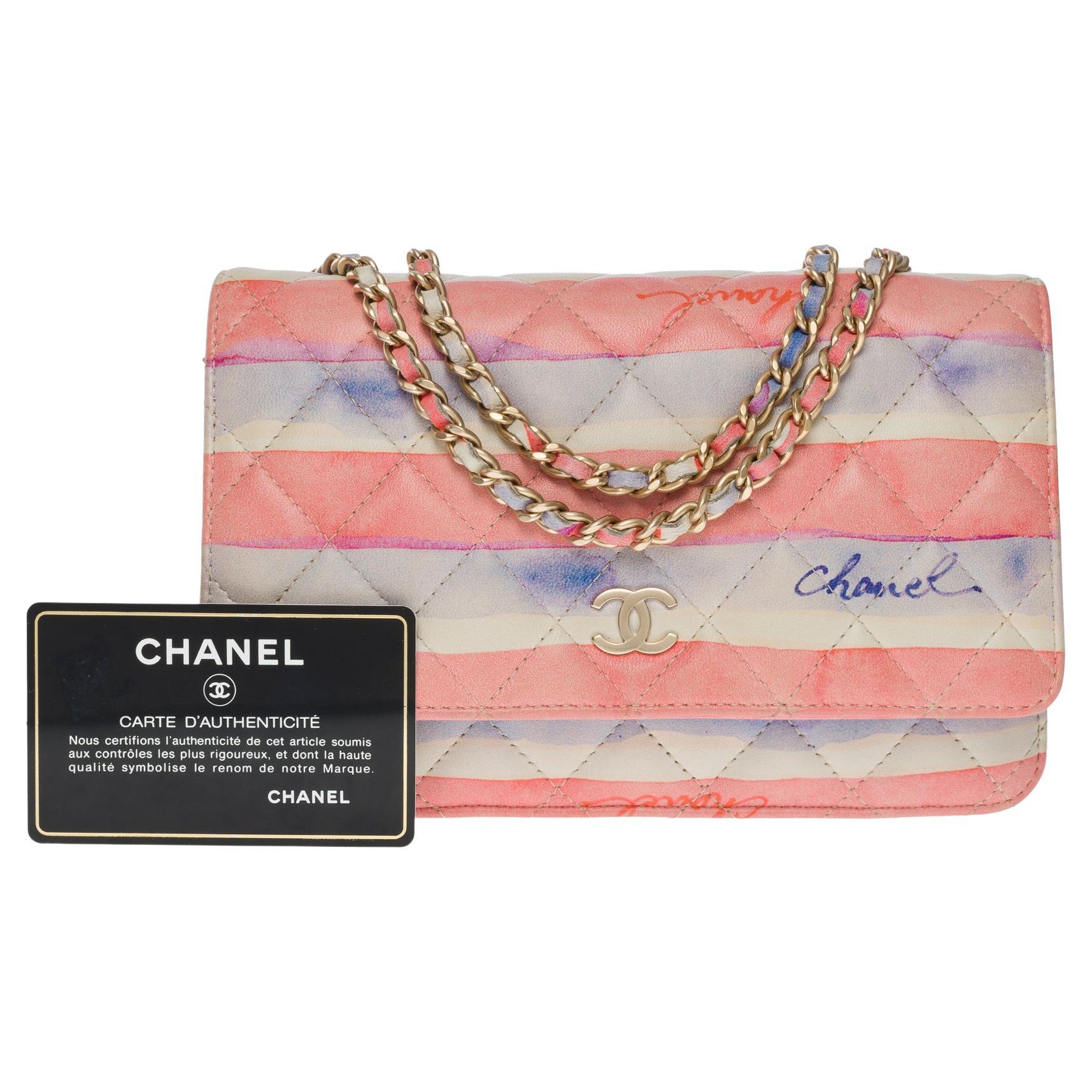 Chanel WaterColor Wallet on Chain shoulder bag in multicolor quilted leather, GHW For Sale