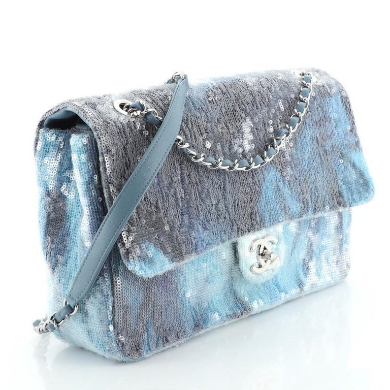 Chanel Blue Sequin Medium Waterfall Sequin Flap Bag Chanel