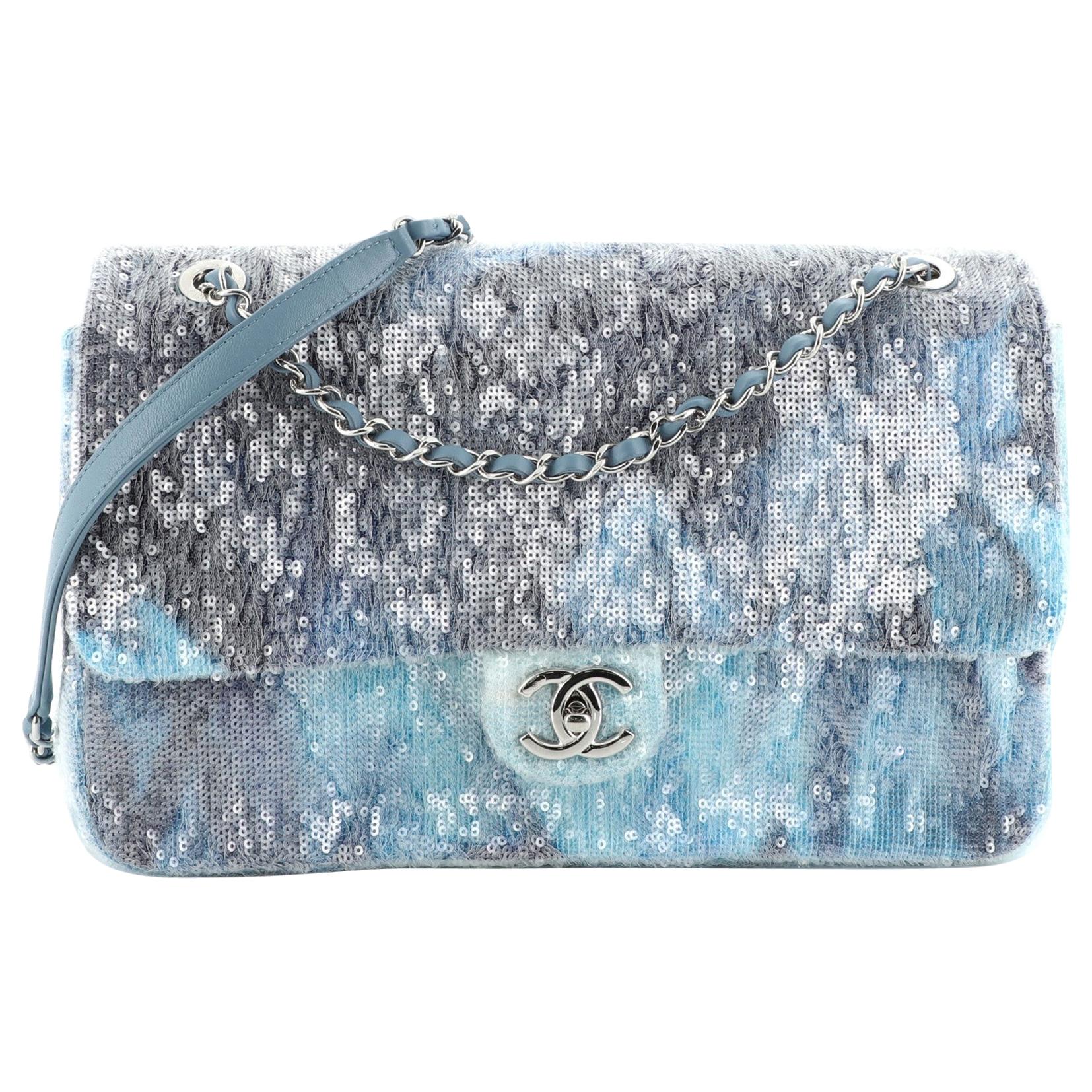 CHANEL 18S Blue Sequin Waterfall CC Backpack