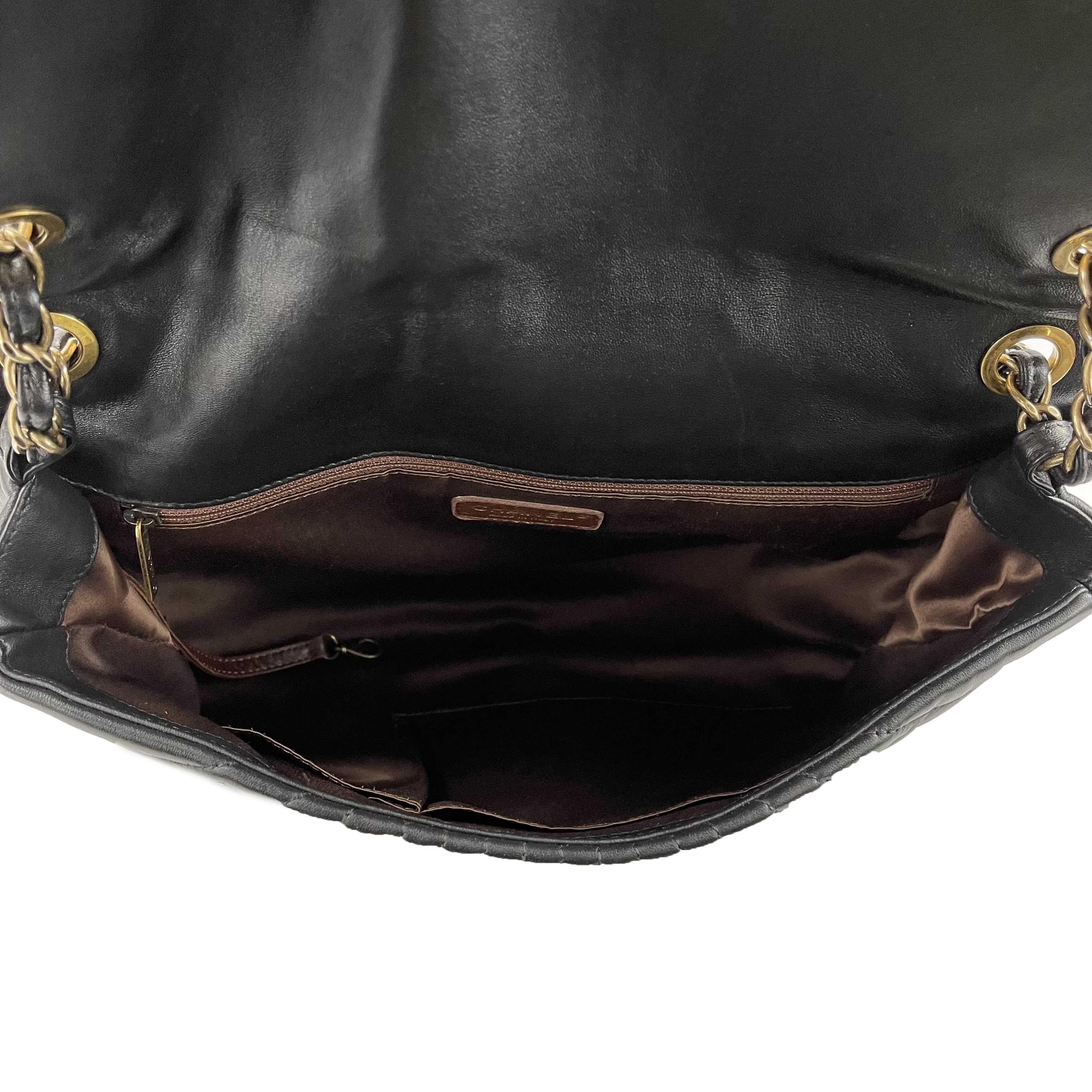 CHANEL Wave Quilted Black Calfskin Leather Maxi Flap Gold-tone Shoulder Bag 1